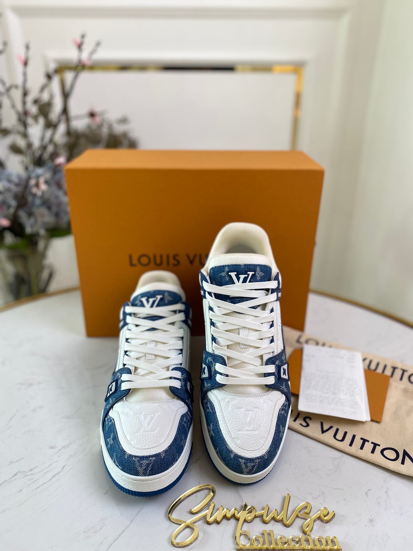 L V Trainer Blue Sneakers