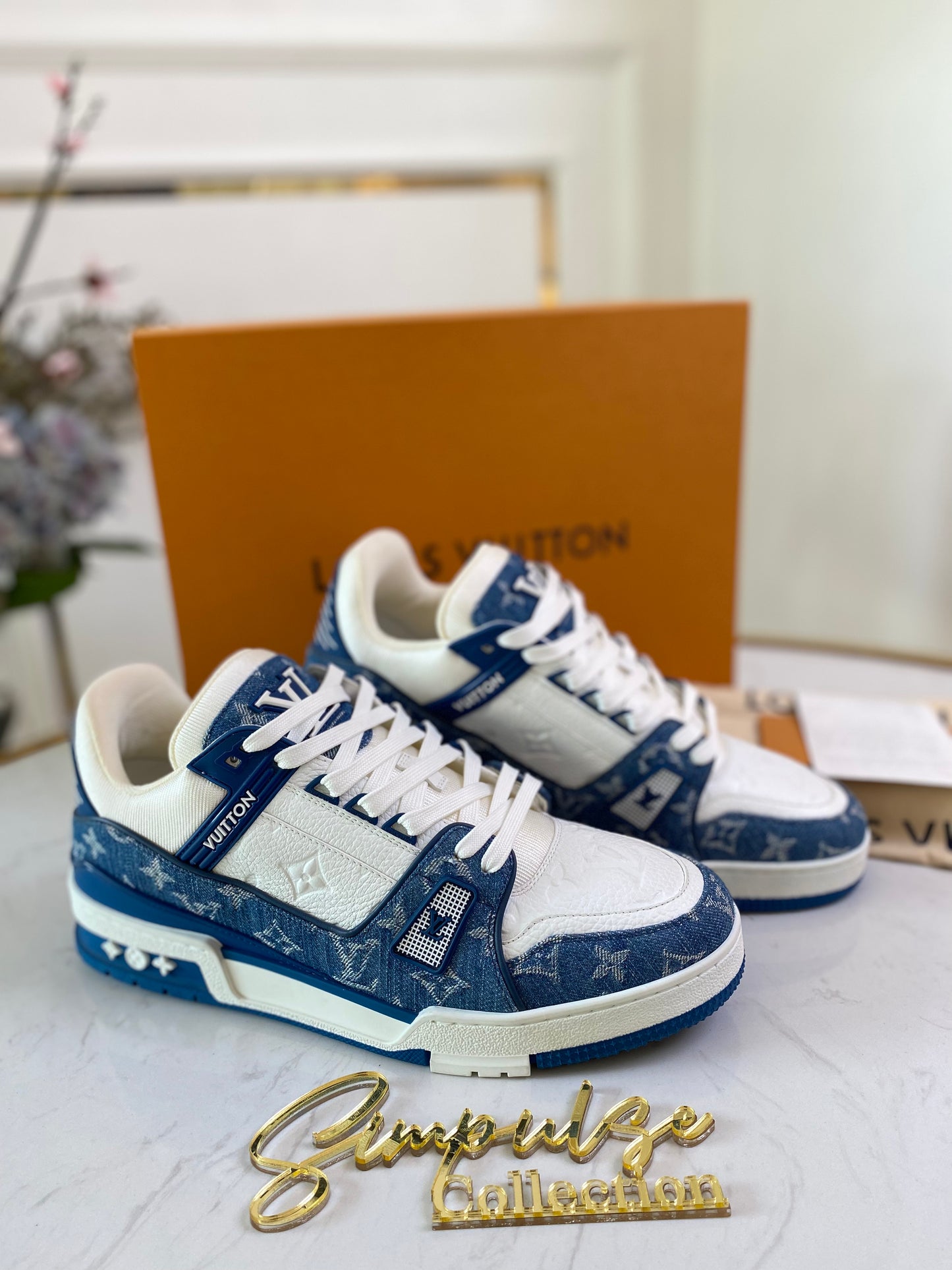 L V Trainer Blue Sneakers