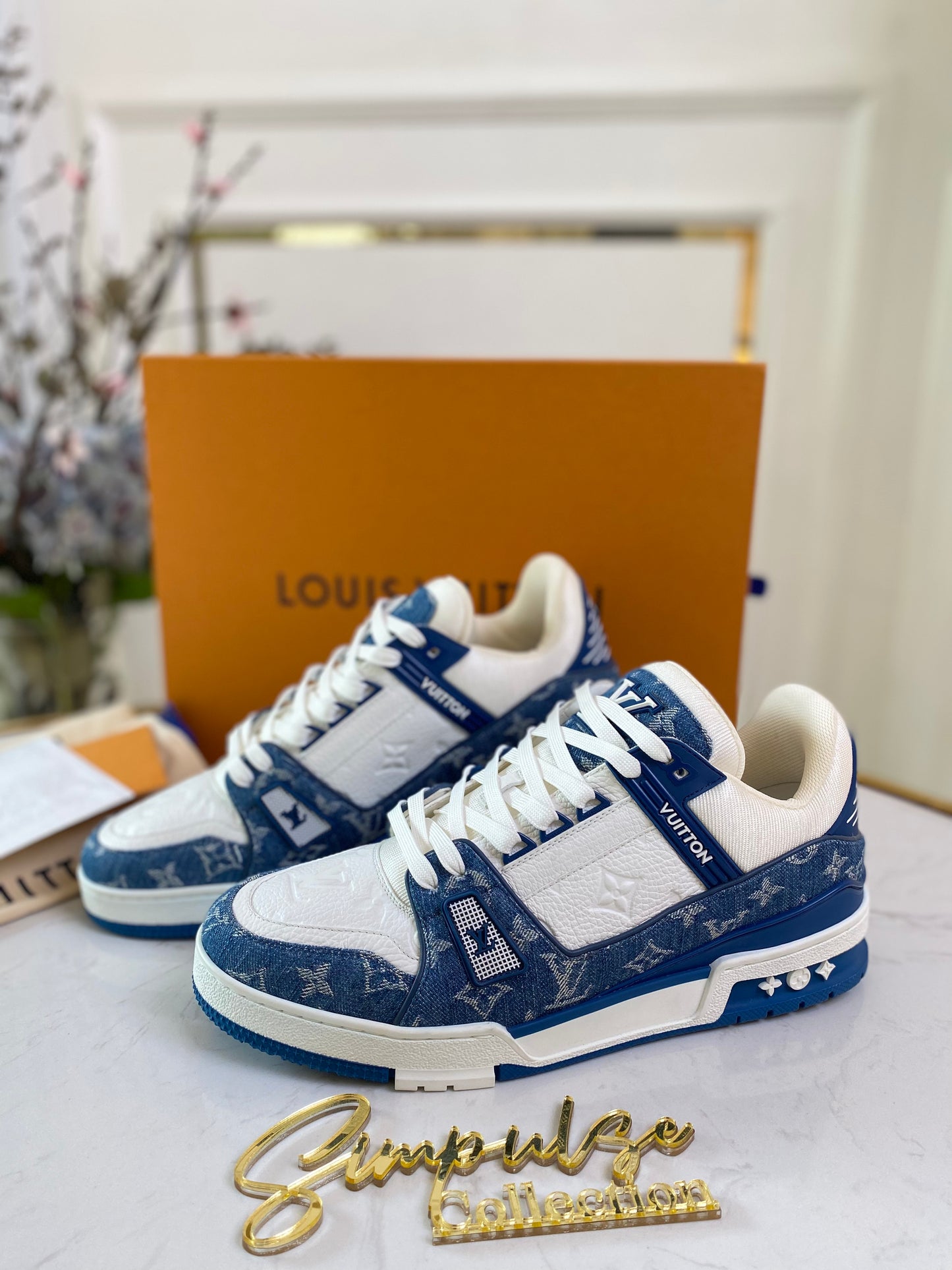 L V Trainer Blue Sneakers