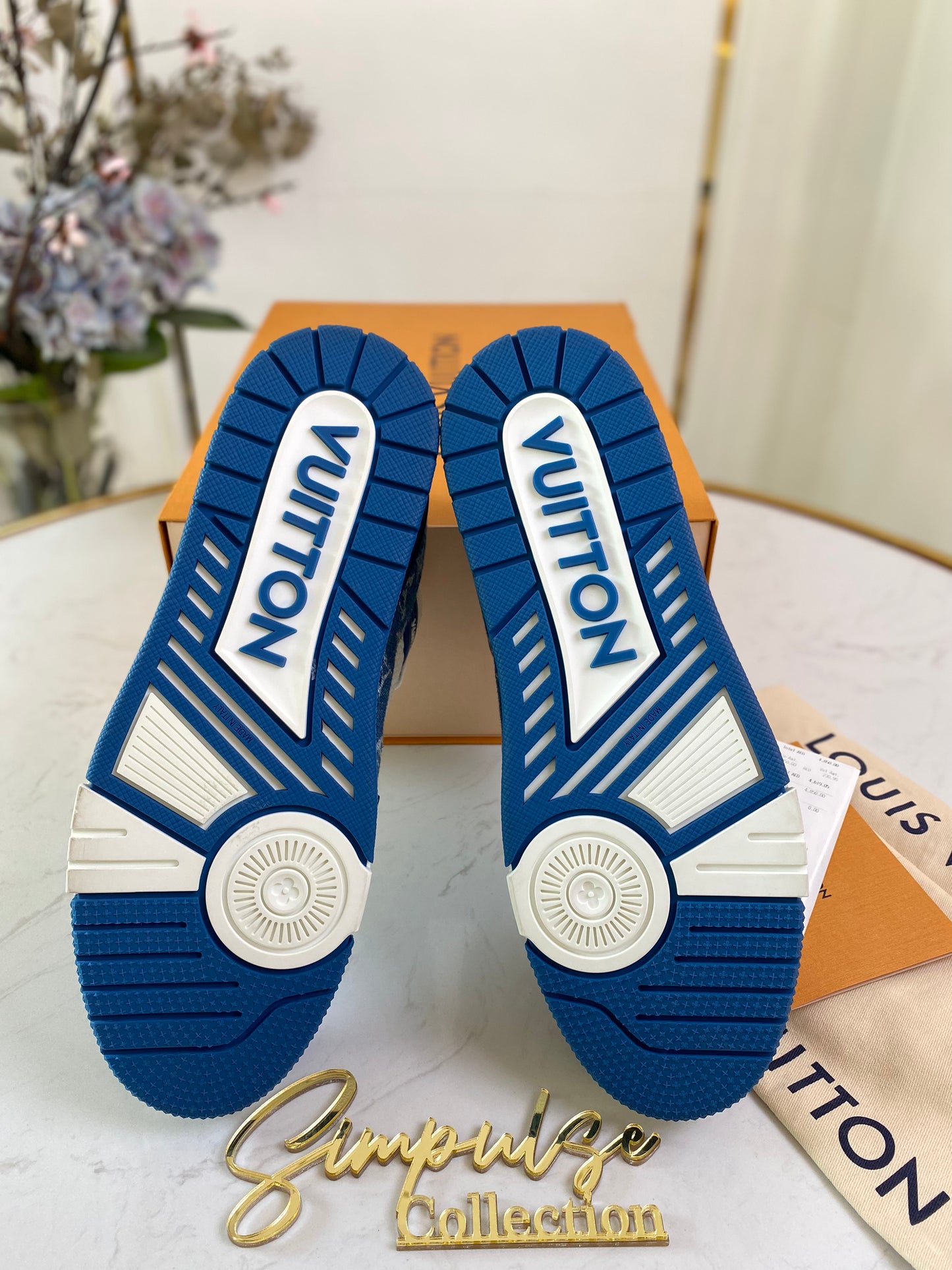 L V Trainer Blue Sneakers