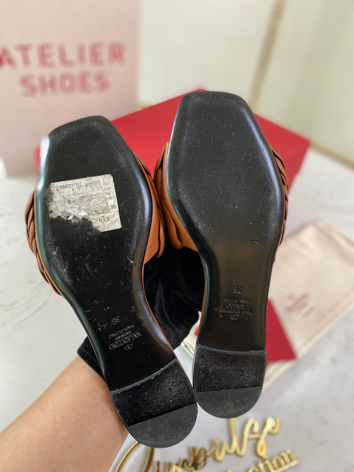 VLTN Garavani Rose Edition Brown Leather