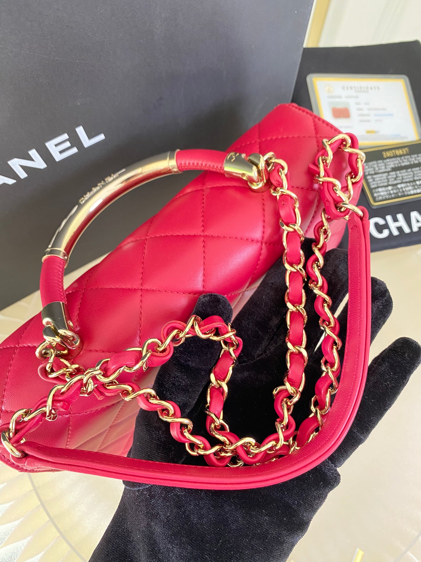 Chanel Small Lambskin Carry Chic Flap