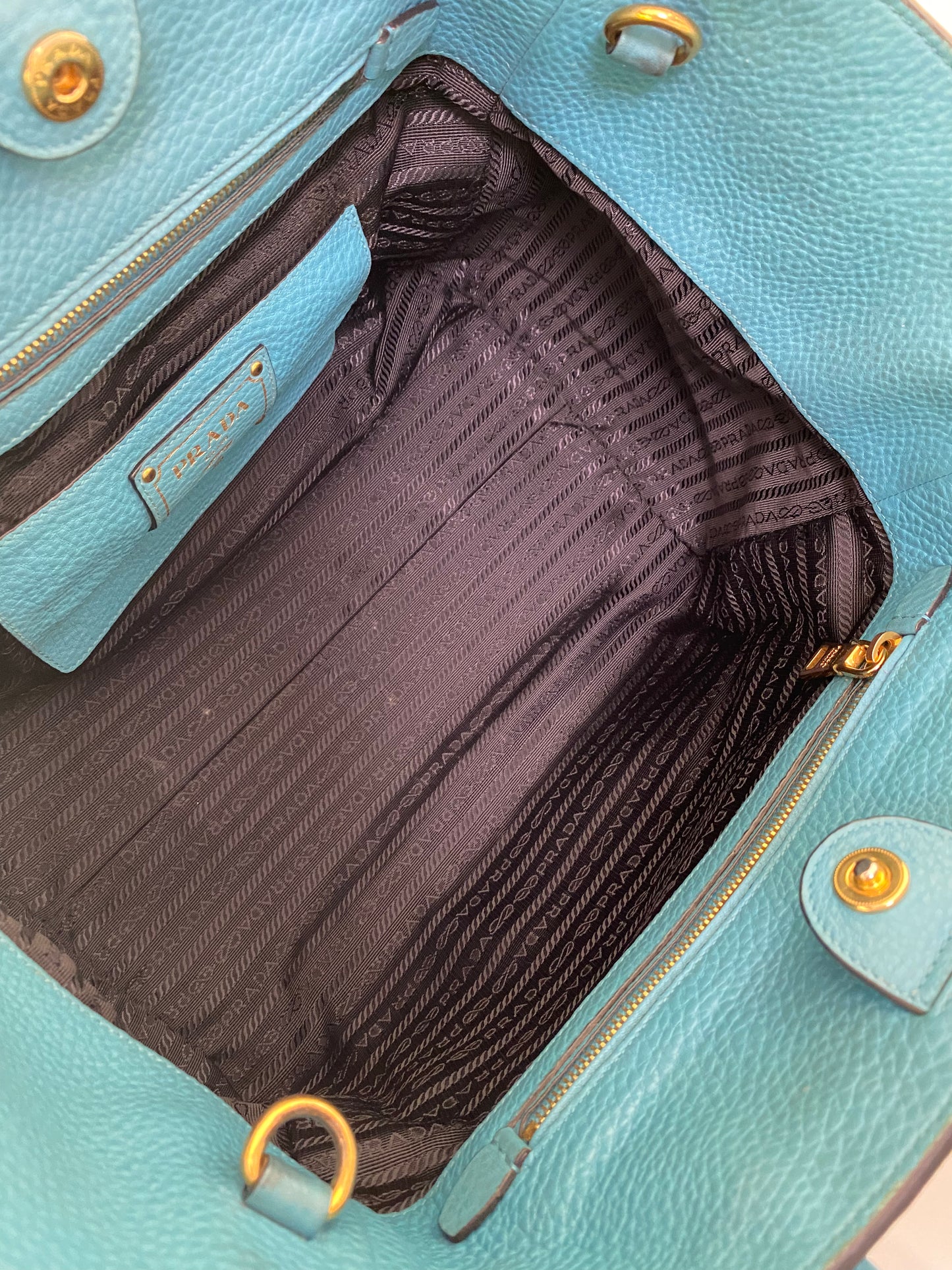 P Vitello Daino Turquoise Leather Tote