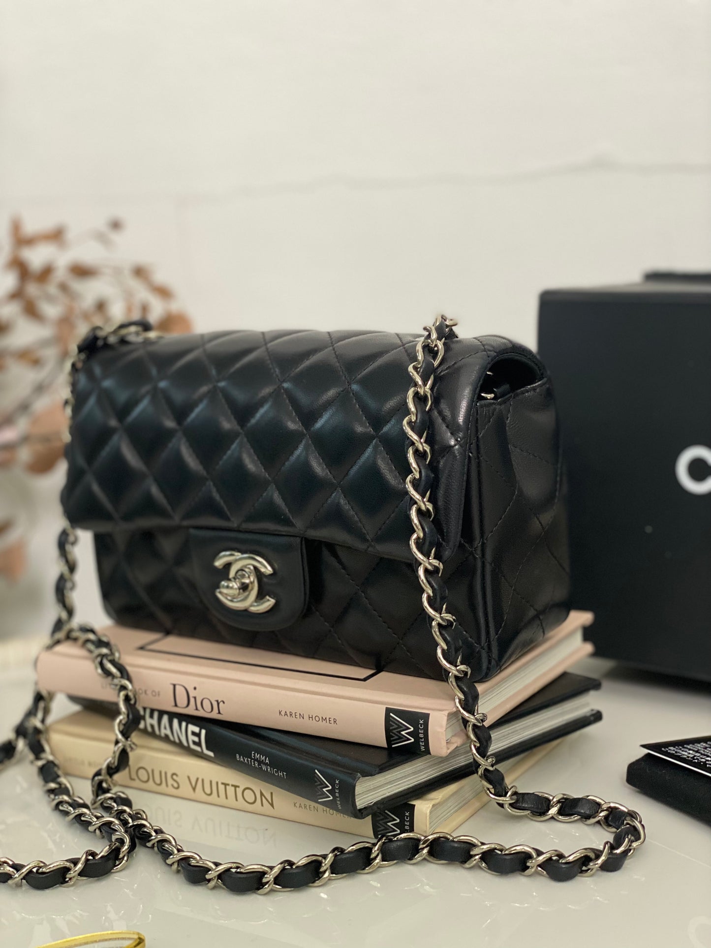 C Mini Rec Black in Lambskin Leather SHW
