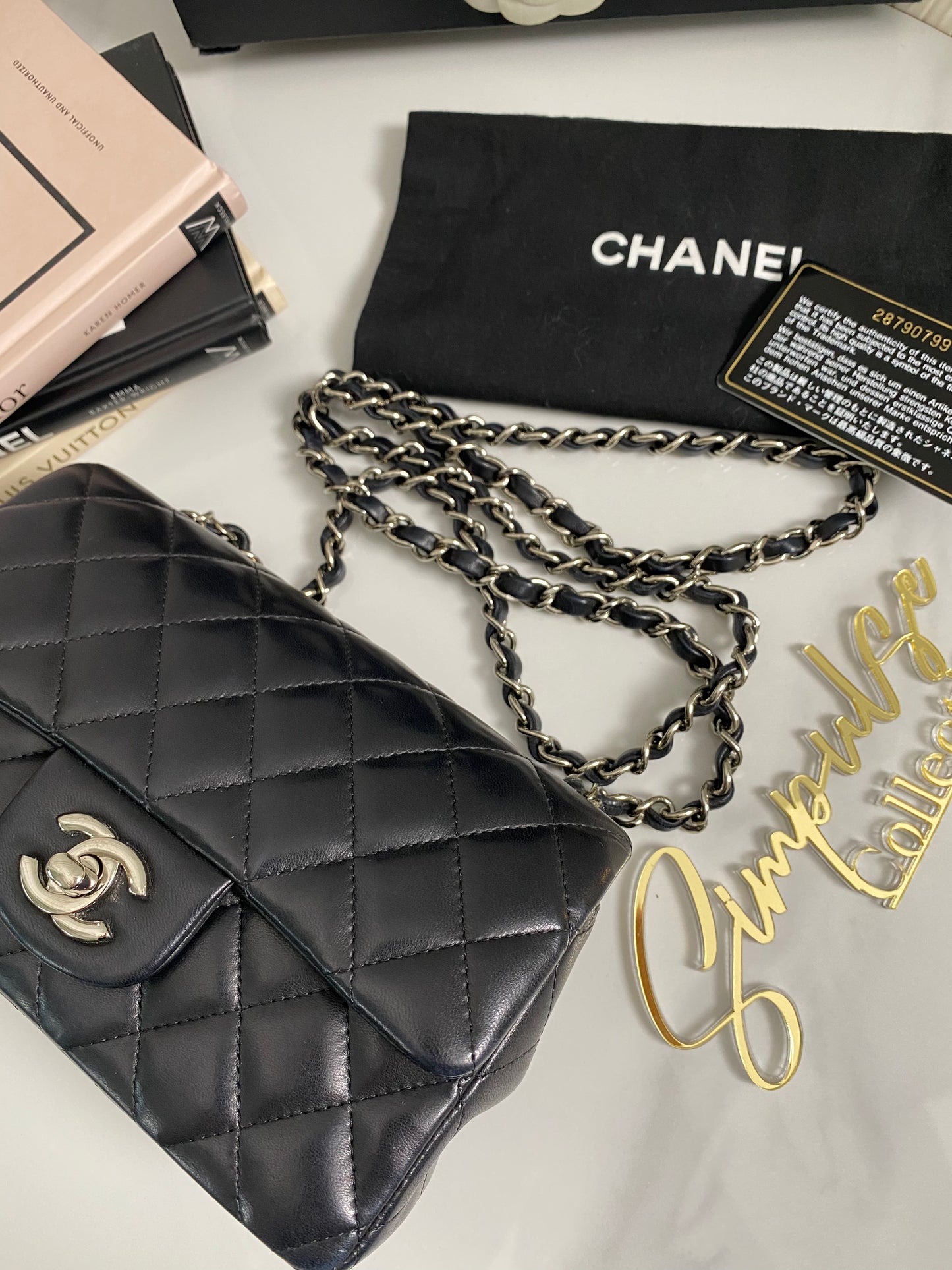 C Mini Rec Black in Lambskin Leather SHW