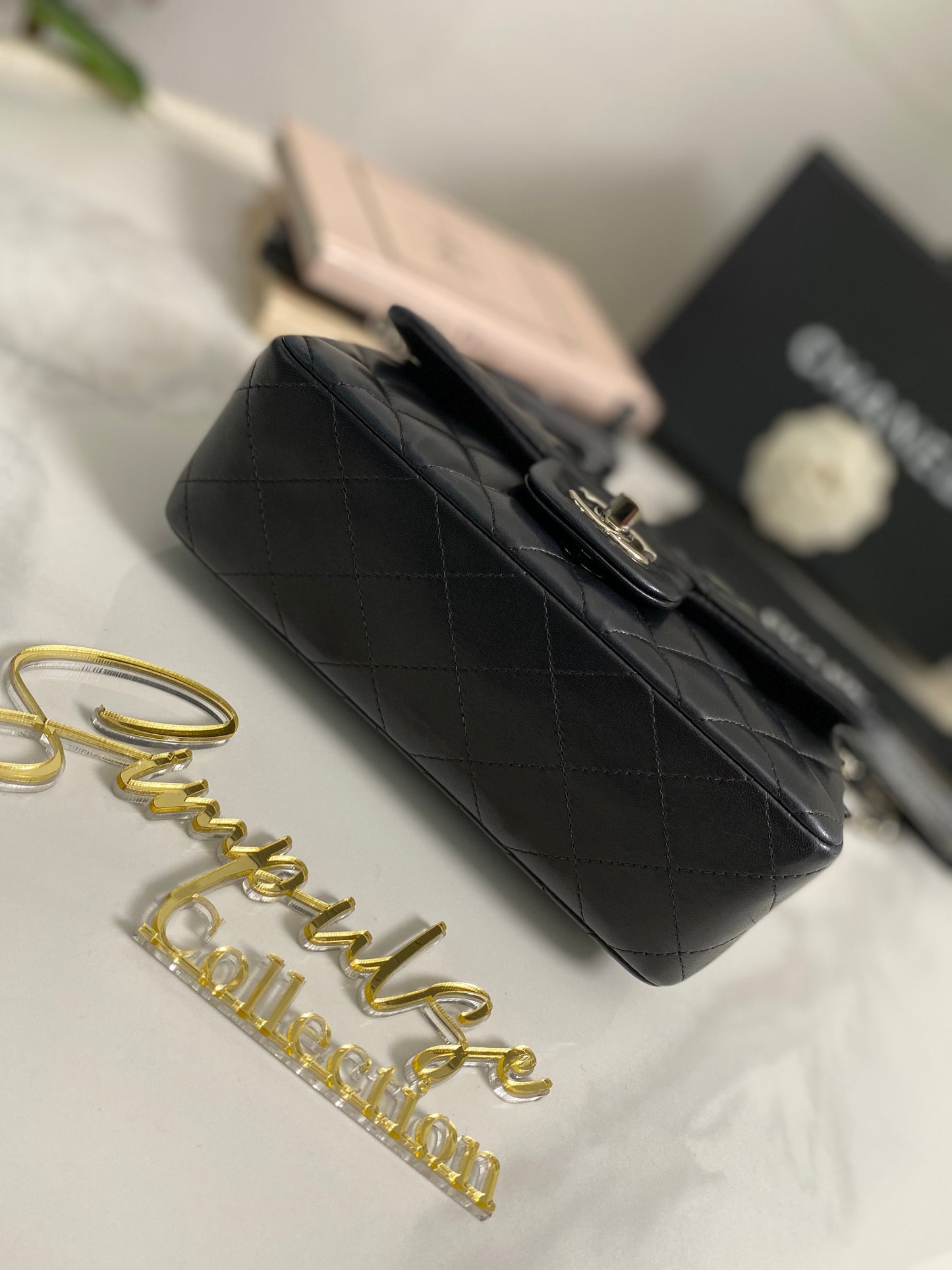 C Mini Rec Black in Lambskin Leather SHW
