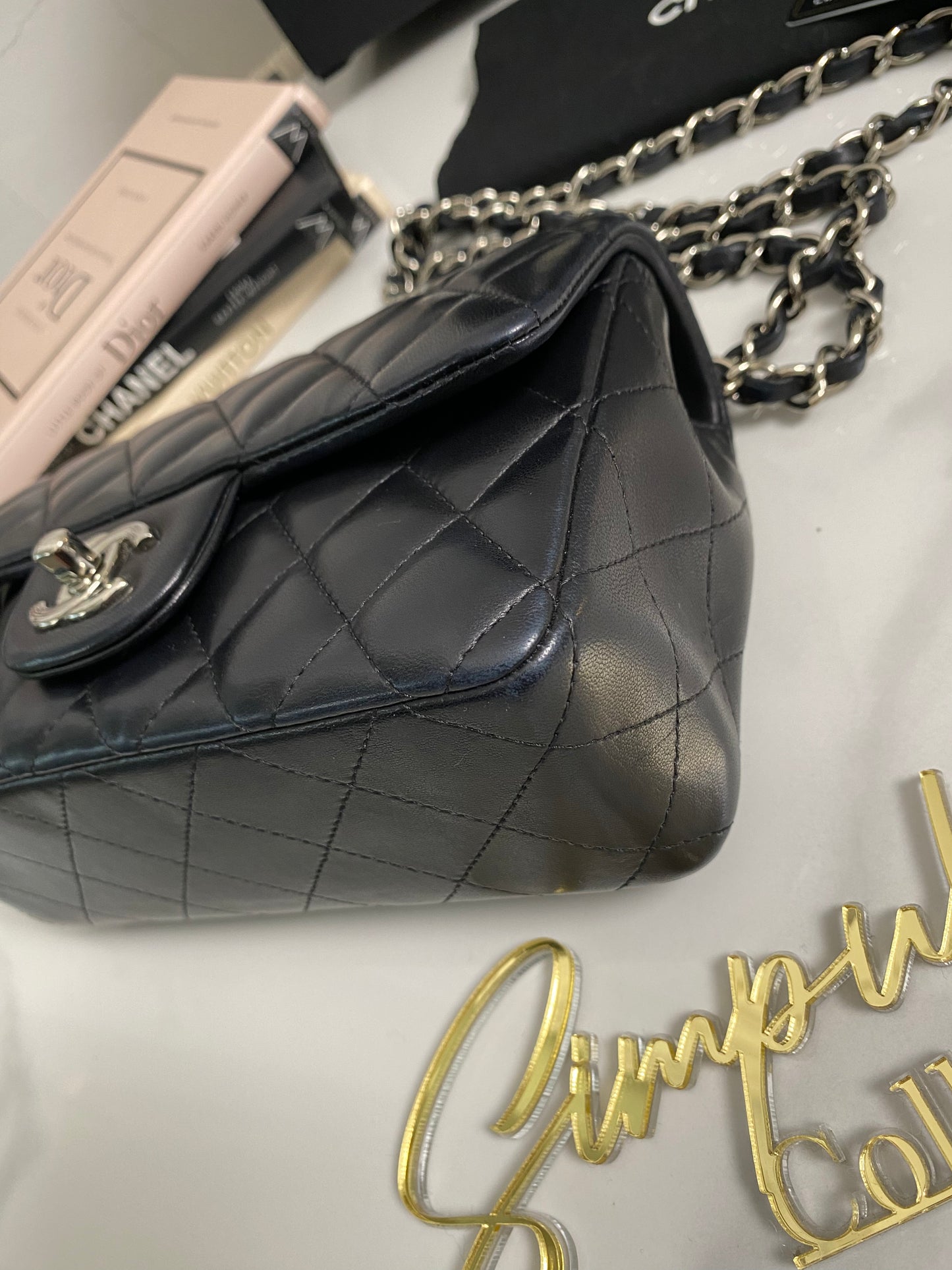 C Mini Rec Black in Lambskin Leather SHW