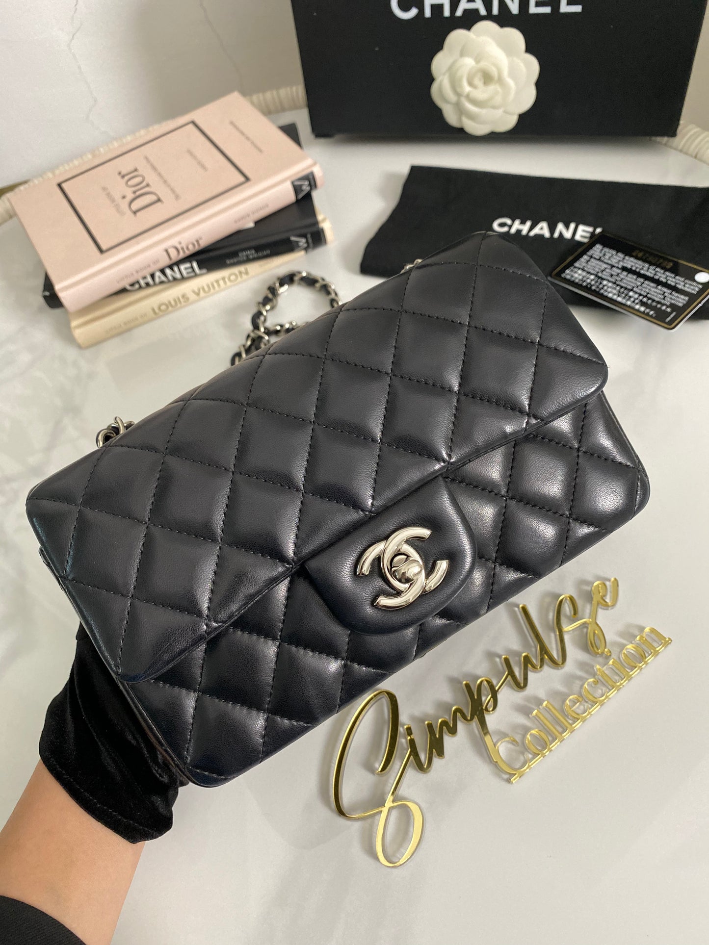 C Mini Rec Black in Lambskin Leather SHW