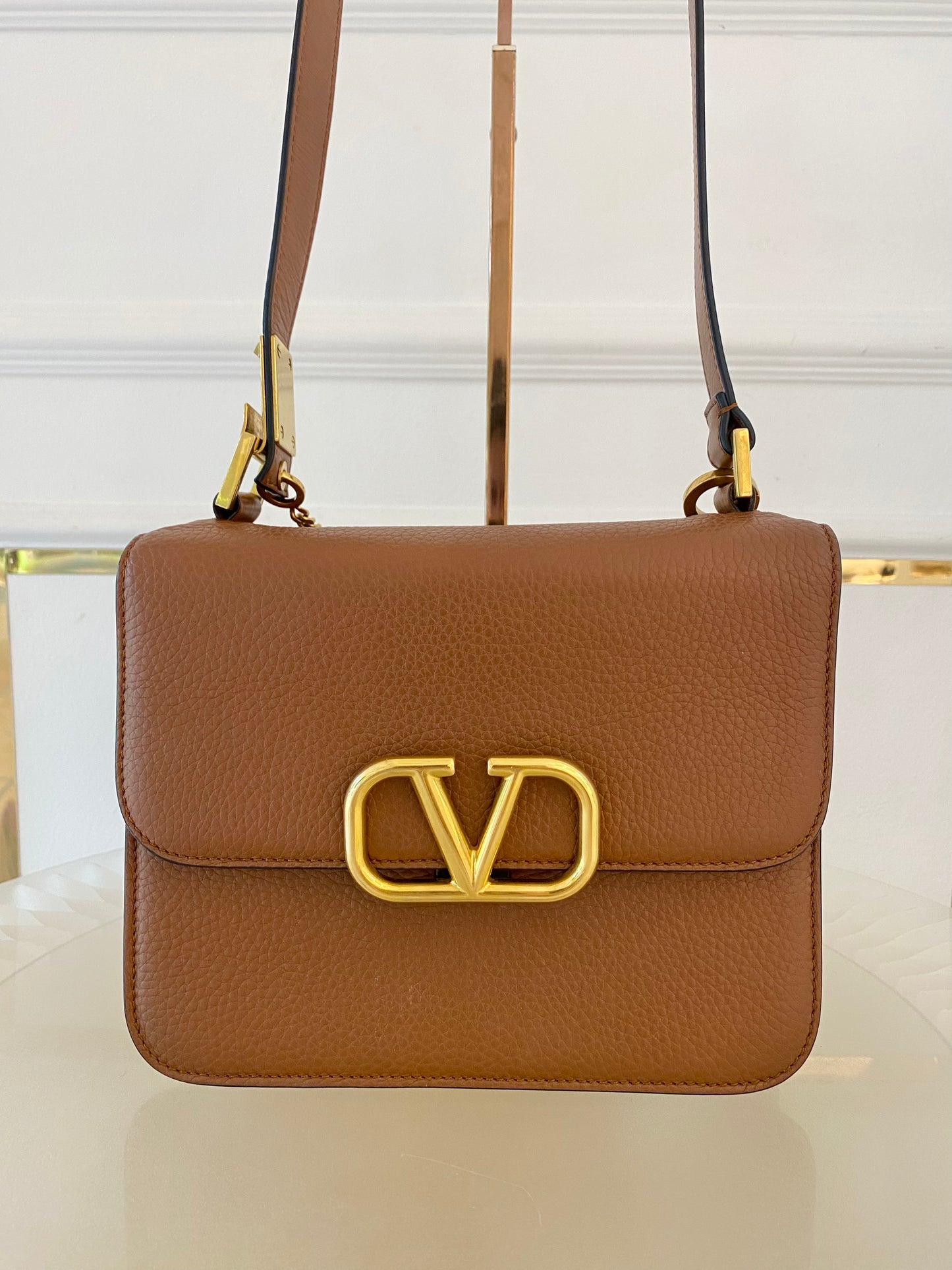 VLTN V Logo Sling Crossbody Pebbled Leather