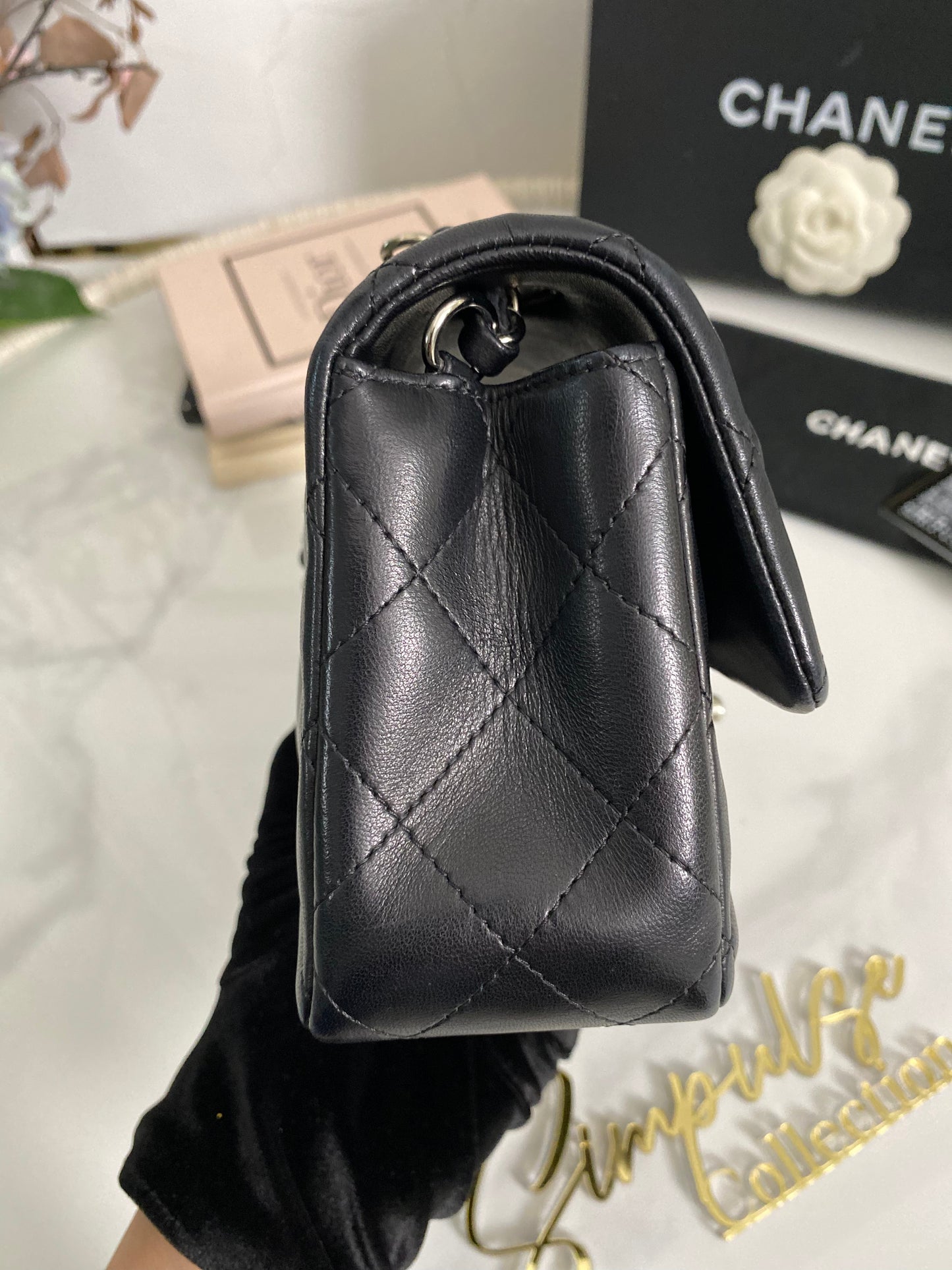 C Mini Rec Black in Lambskin Leather SHW