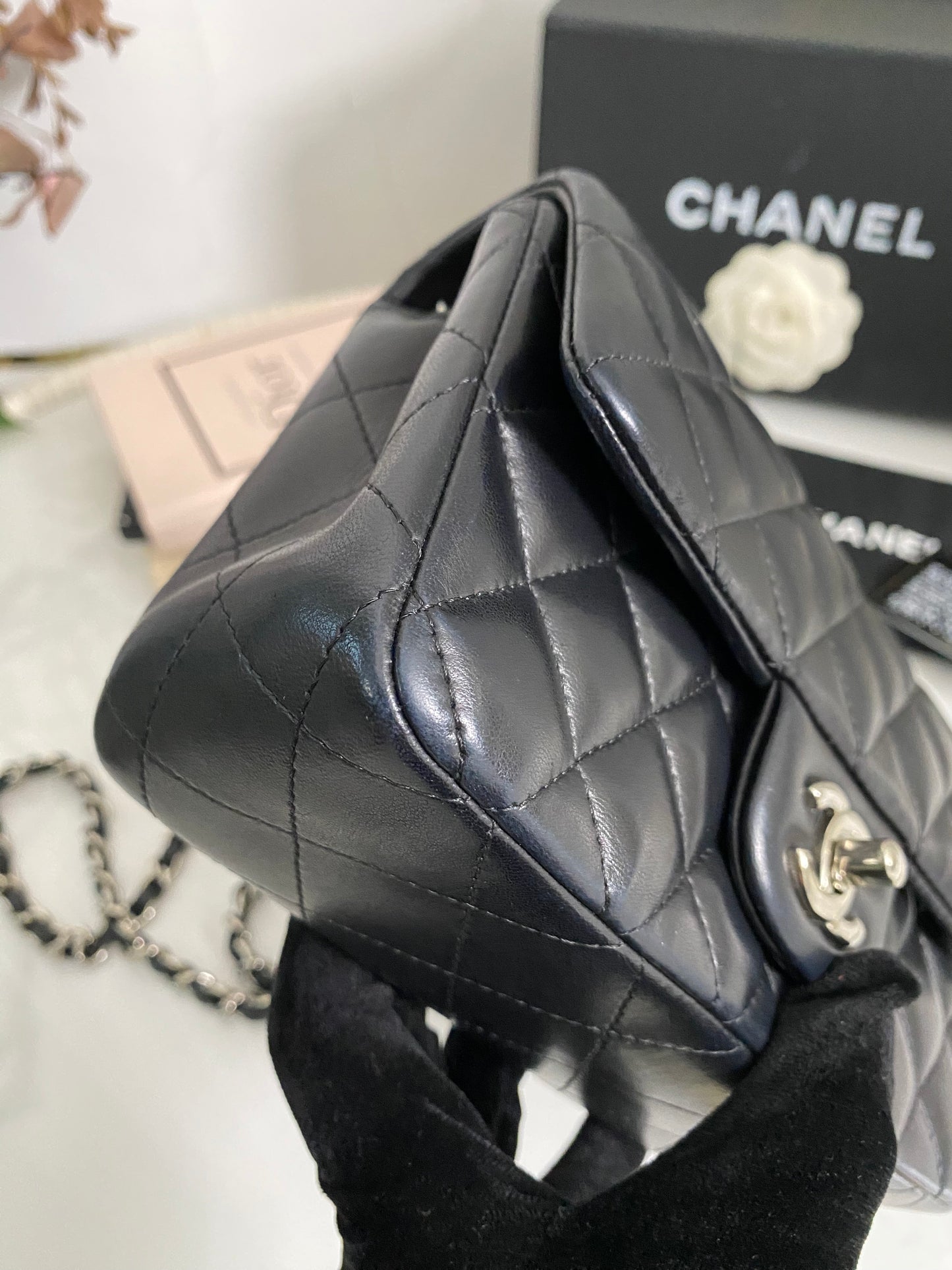 C Mini Rec Black in Lambskin Leather SHW