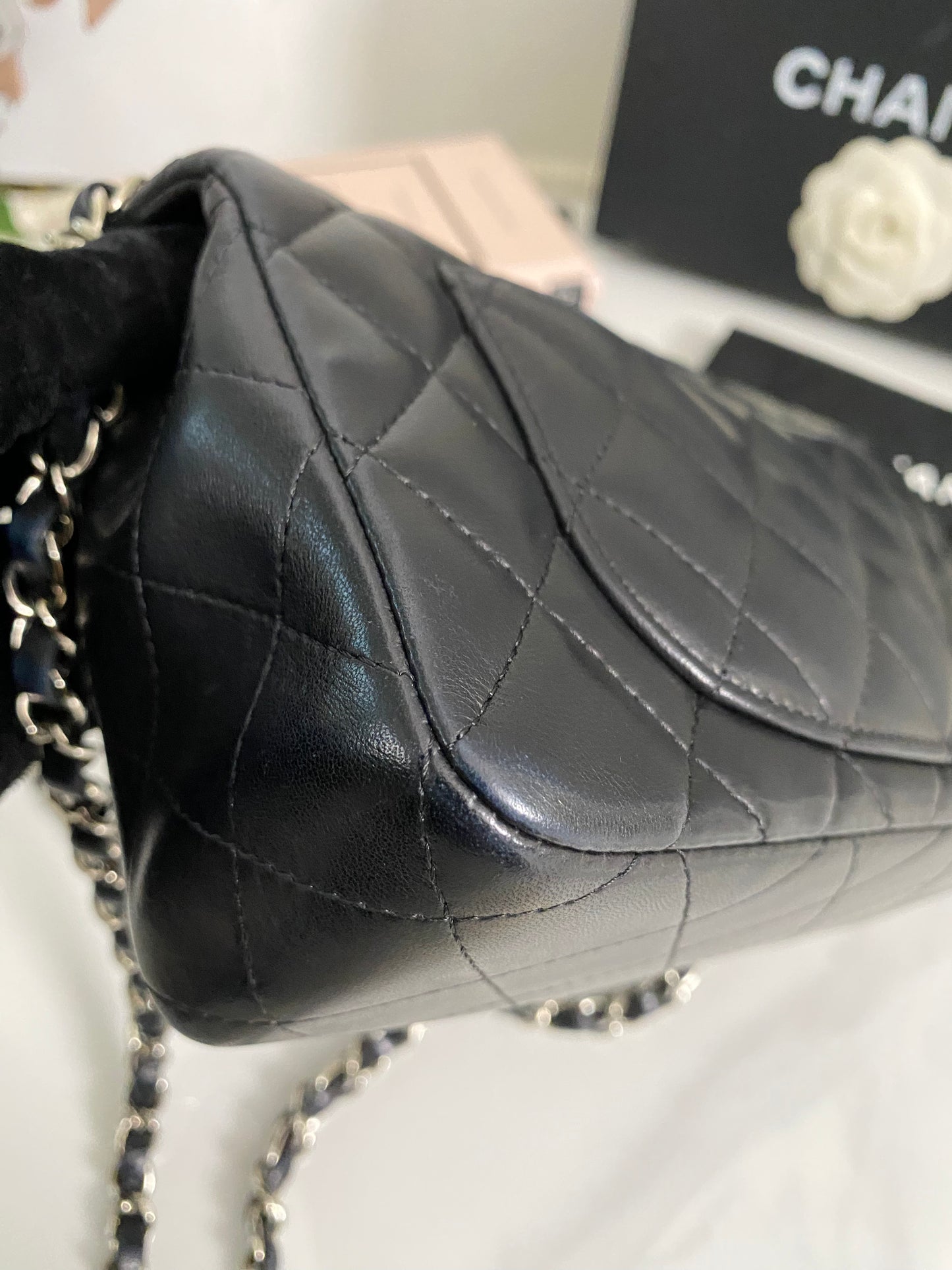 C Mini Rec Black in Lambskin Leather SHW