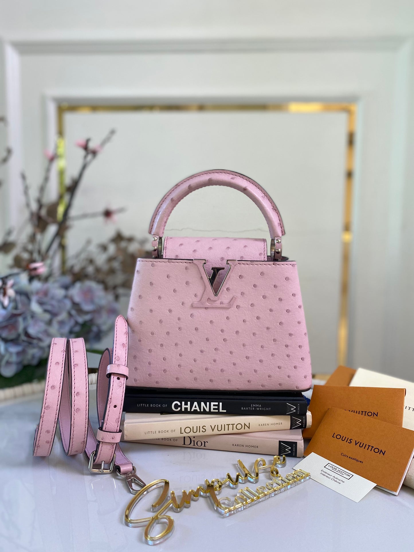 L V Mini Capucine Ostrich in Pink