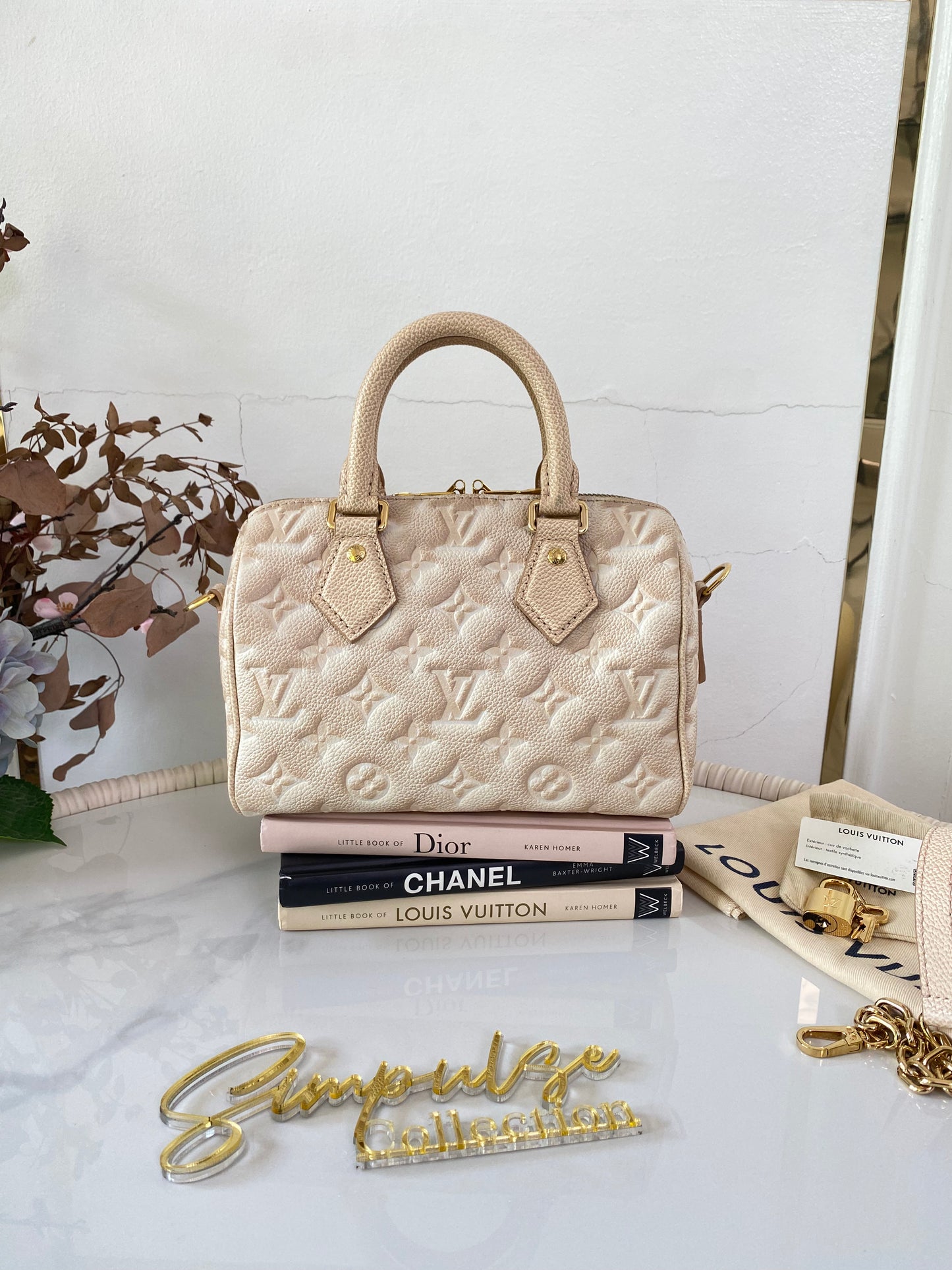 L V Speedy Bandouliere 20 Stardust Mono Empreinte Leather
