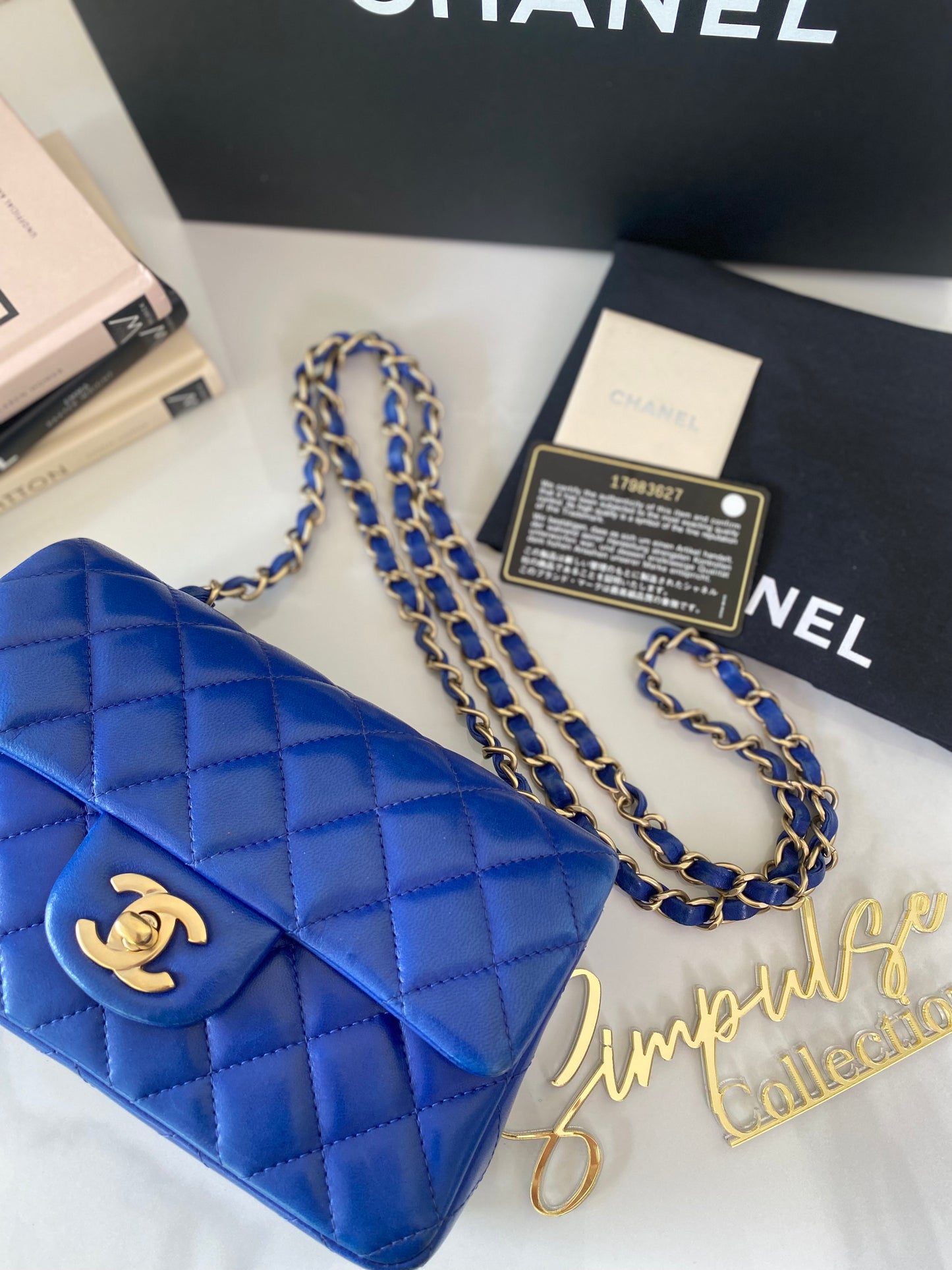 Chanel Mini Rec in Blue Lambskin Leather LGHW
