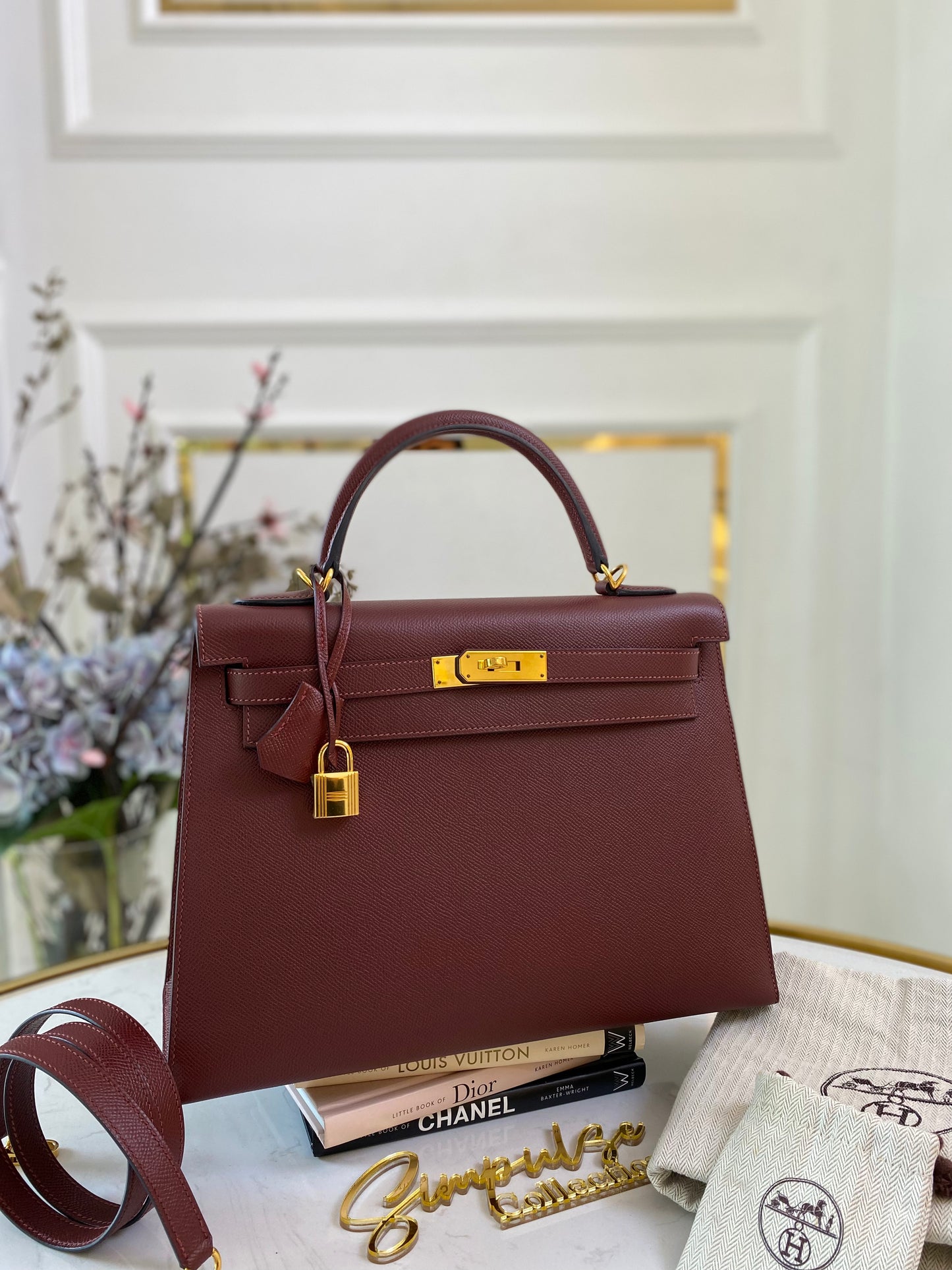 Kelly Bordeaux Epsom Sellier 32cm GHW