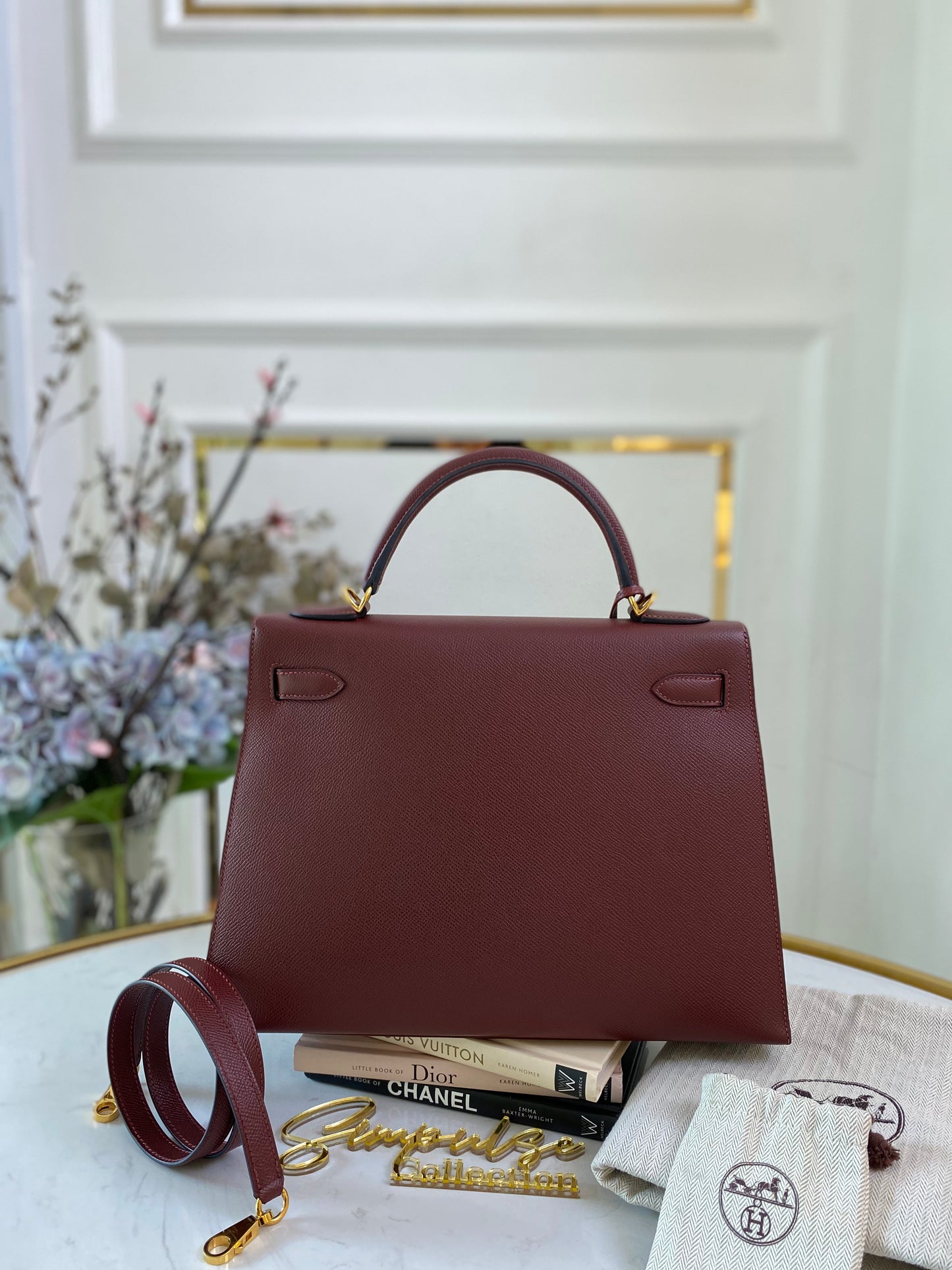 Kelly Bordeaux Epsom Sellier 32cm GHW
