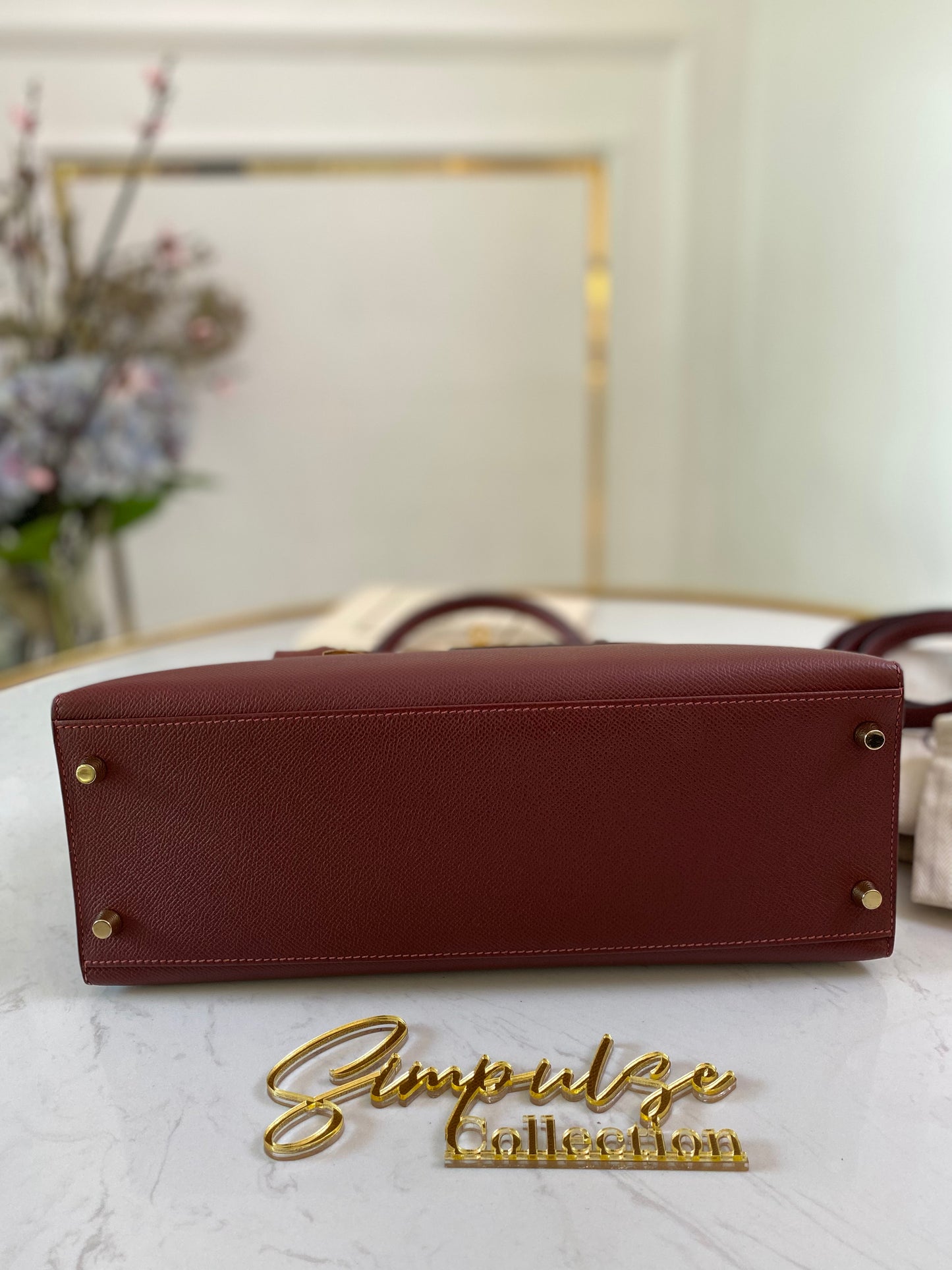 Kelly Bordeaux Epsom Sellier 32cm GHW
