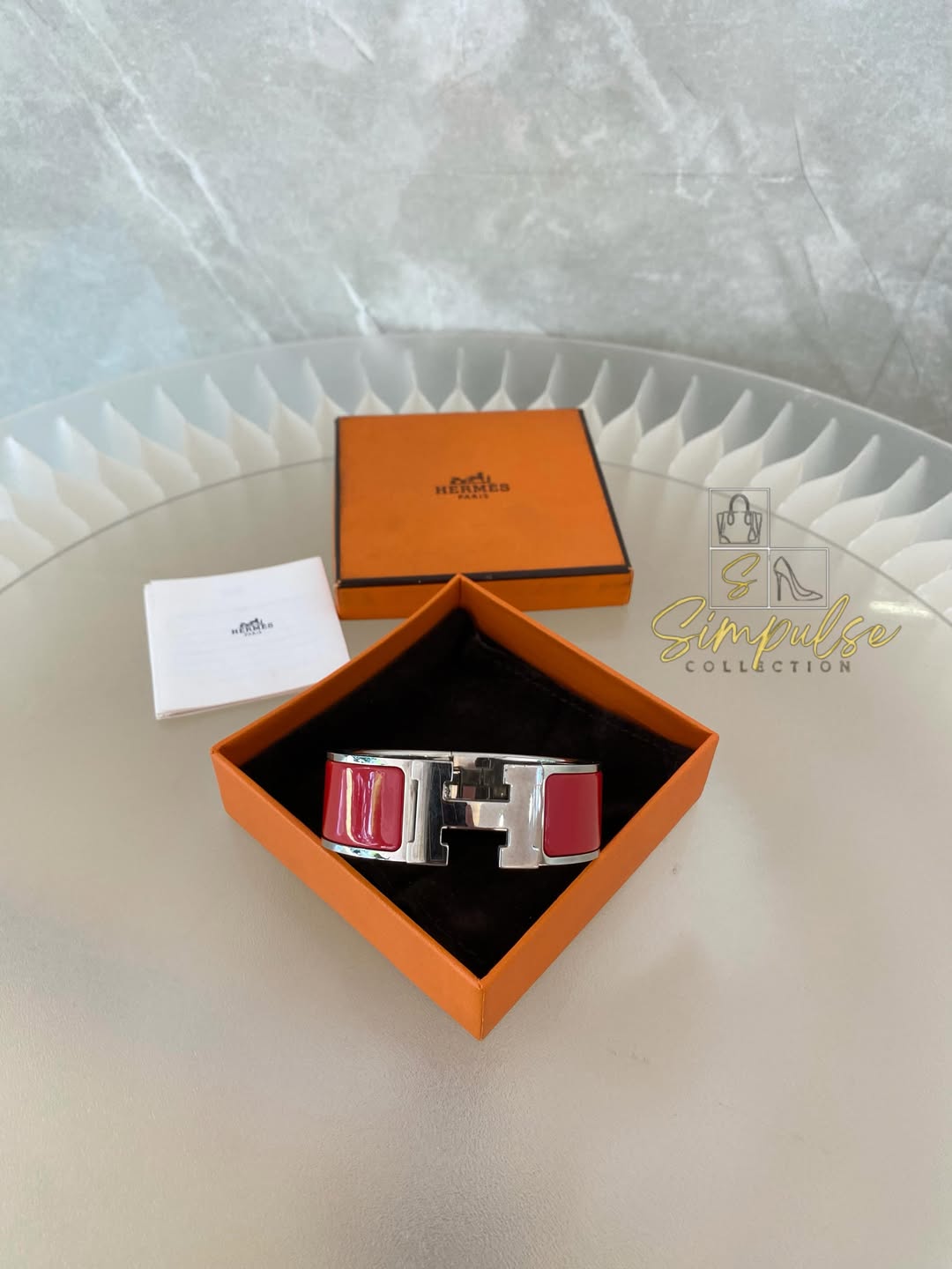 HERMES Clic Clac Wide Pm Size Red Enamel PHW