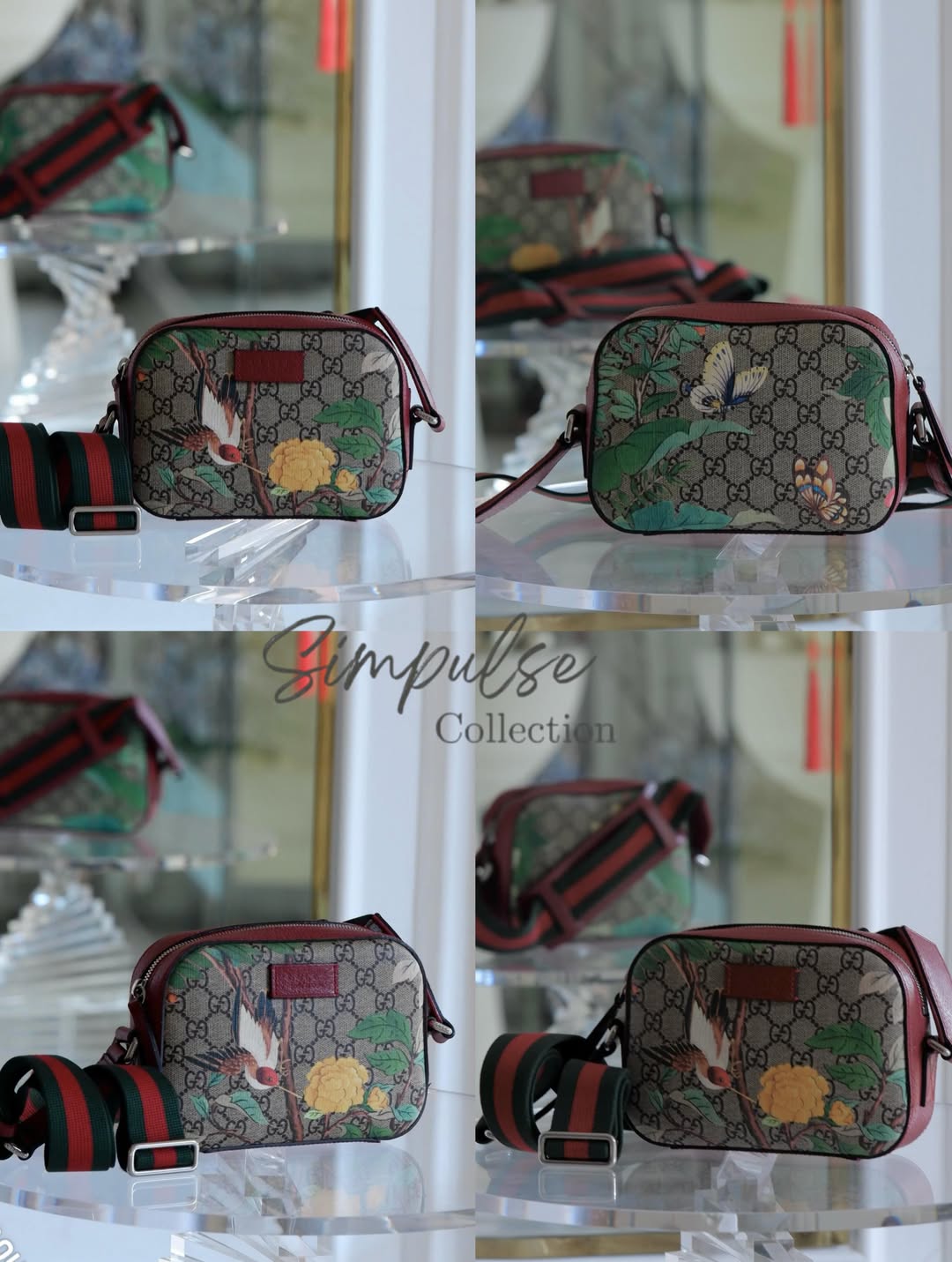 Gucci GG Supreme Monogram Tian Web Small Camera Bag