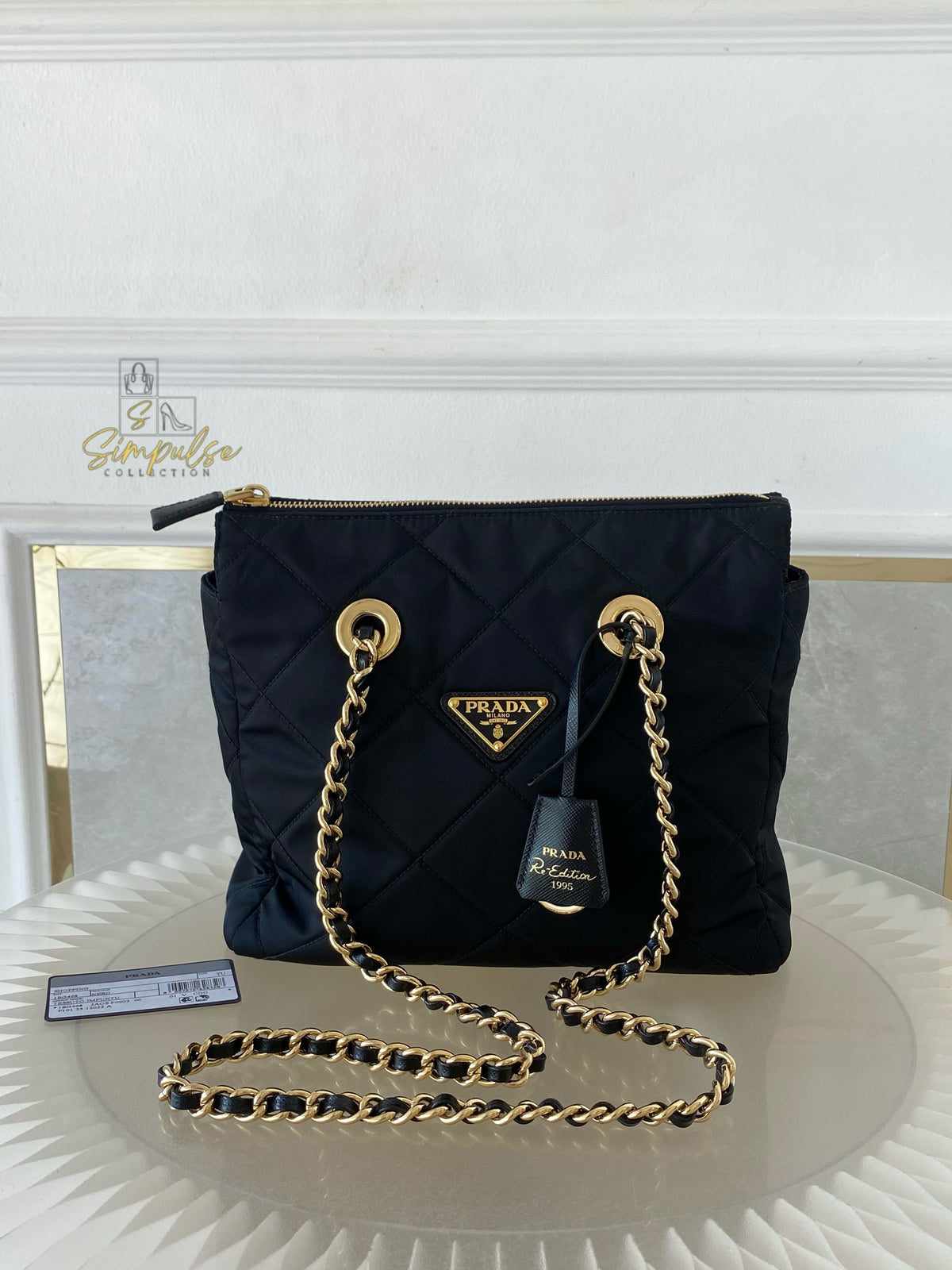 RE-NYLON IMPUNTO QUILTED RE-EDITION 1995 CHAIN SHOULDER BAG