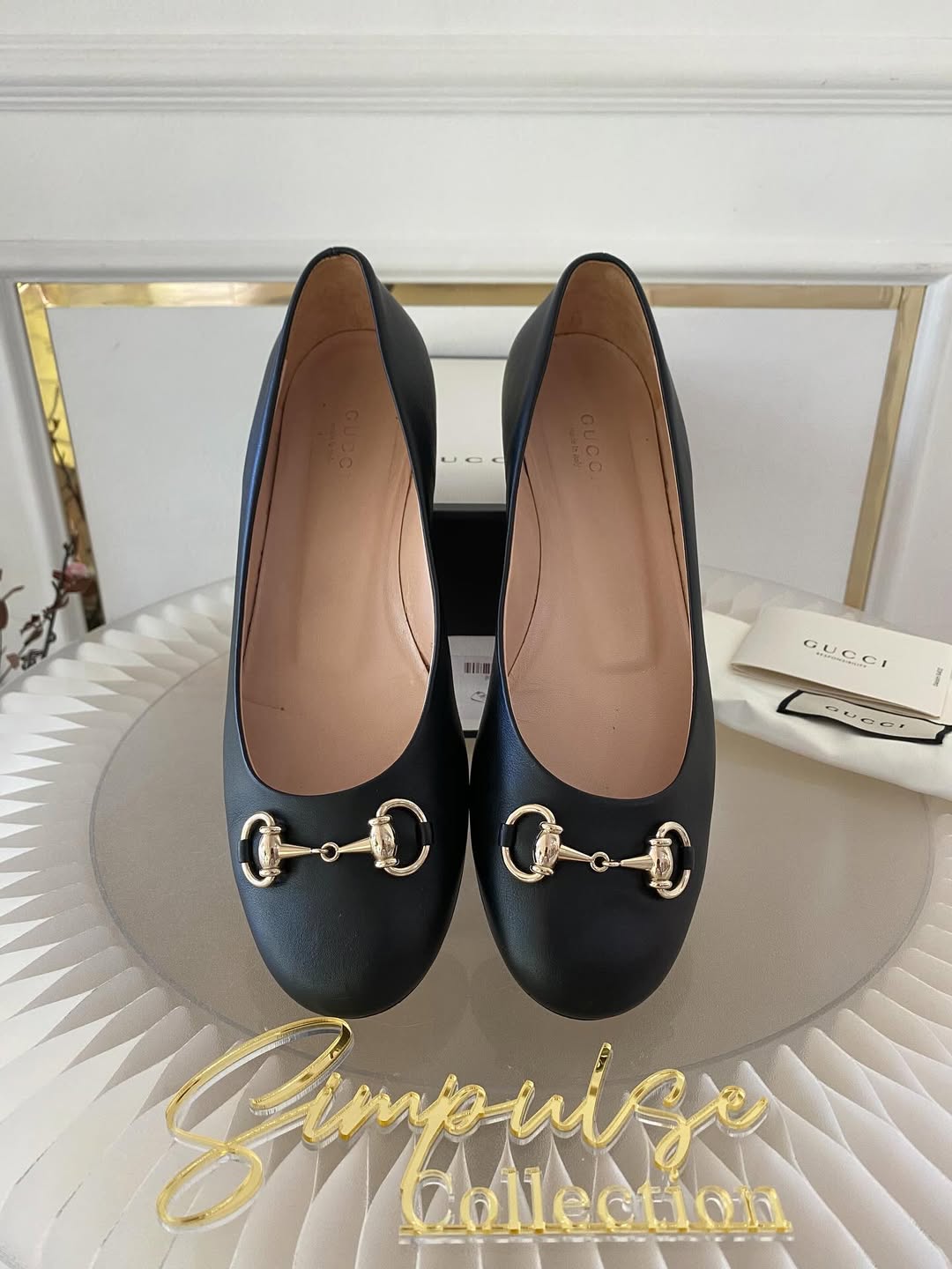 Gucci Black Leather Horsebit Ballet Flats