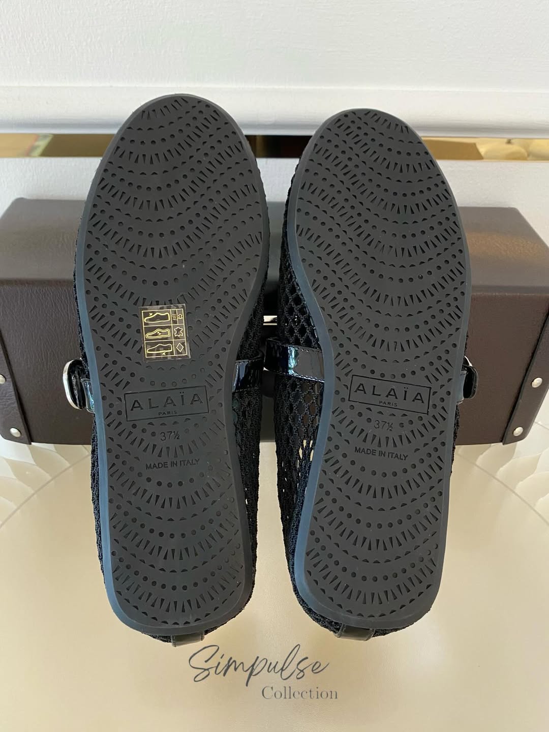 Alaia Black Fishnet Mesh Ballet Flats