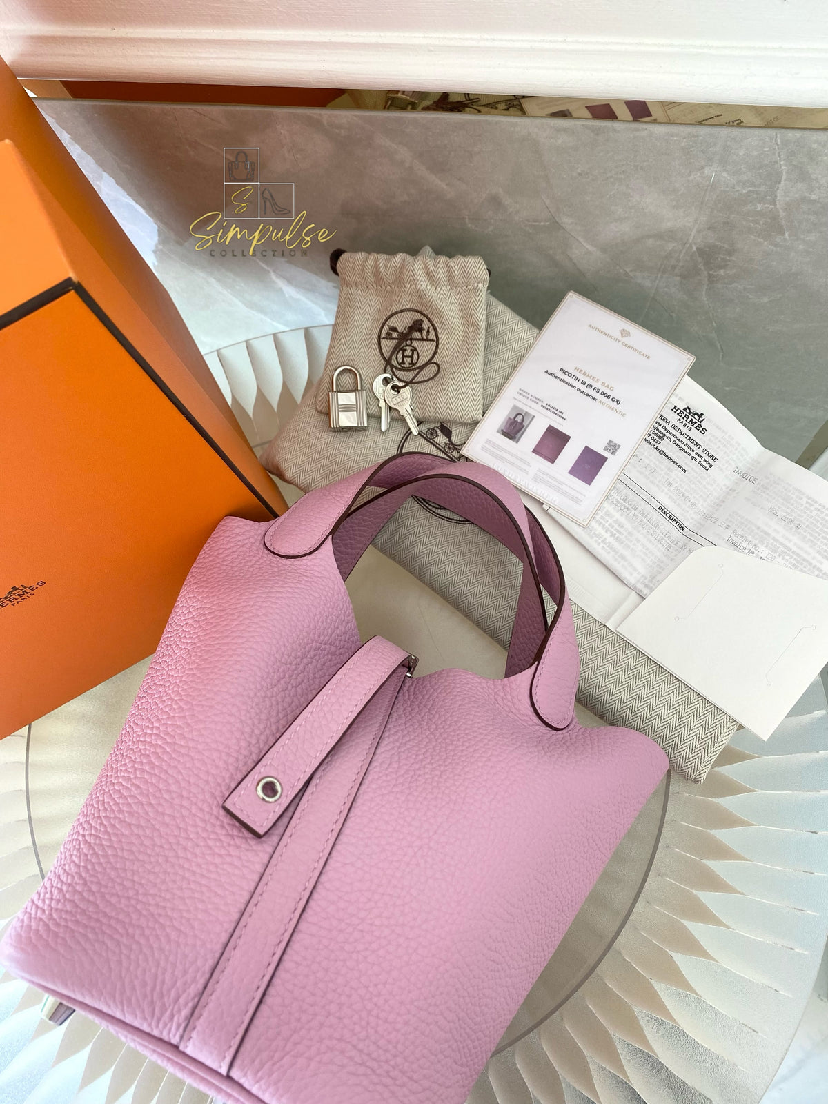 HERMES PICOTIN 18 MAUVE SYLVESTRE CLEMENCE PALLADIUM HARDWARE