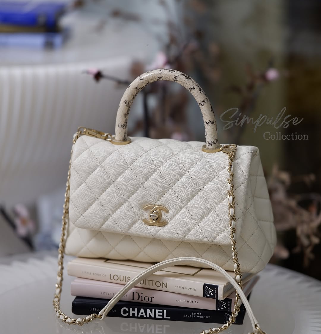 C Coco White Small GHW (Exotic Handle)