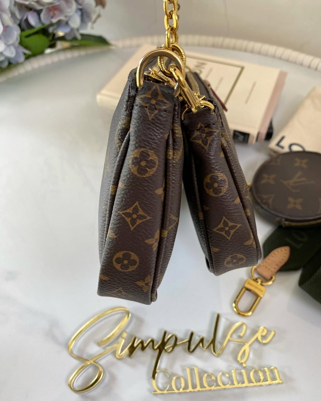 L V Multi pochette Monogram Army Green Strap