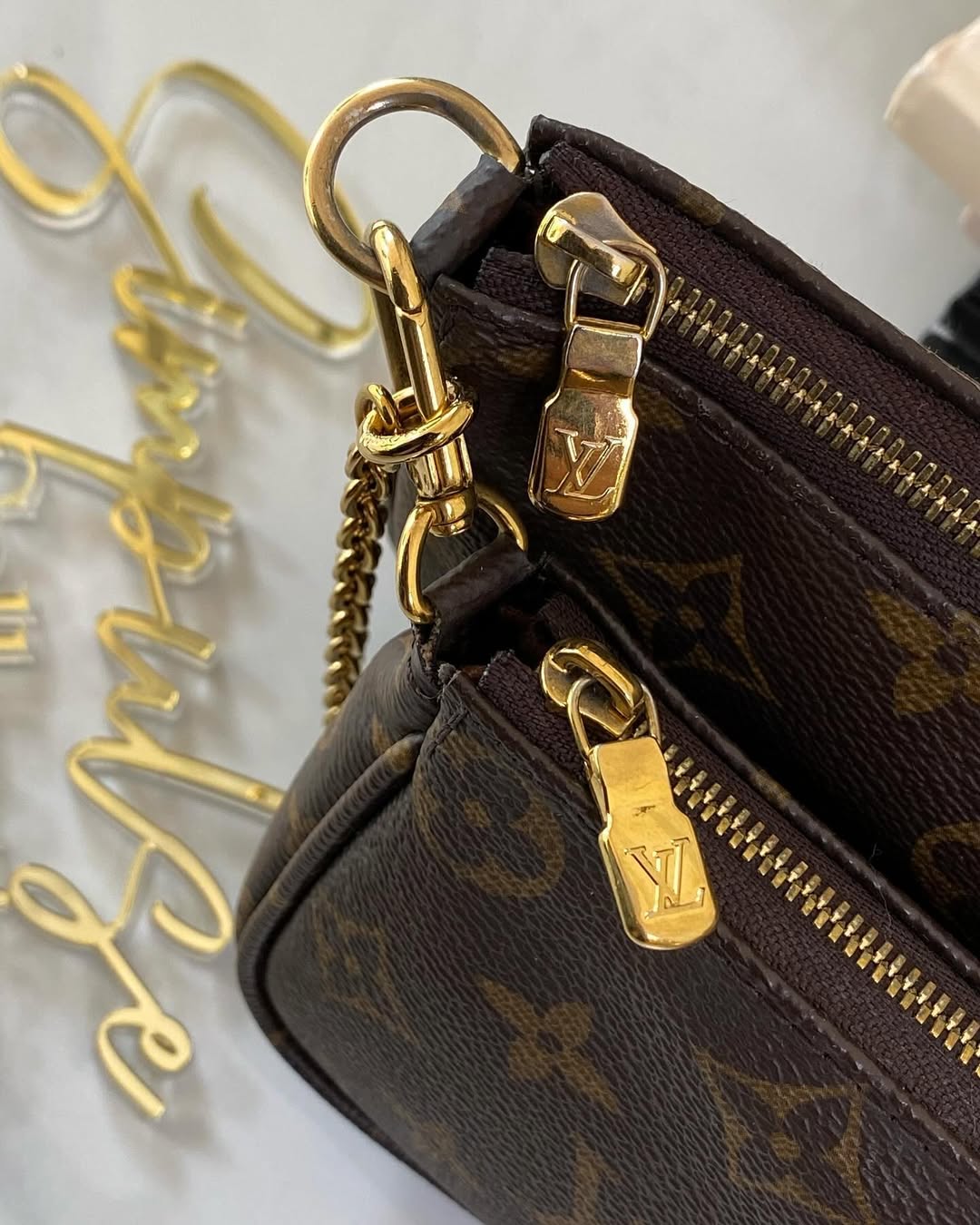 L V Multi pochette Monogram Army Green Strap