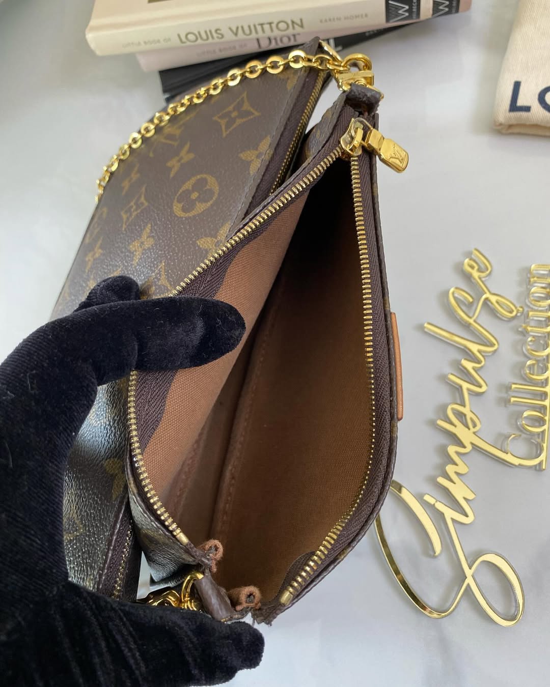 L V Multi pochette Monogram Army Green Strap