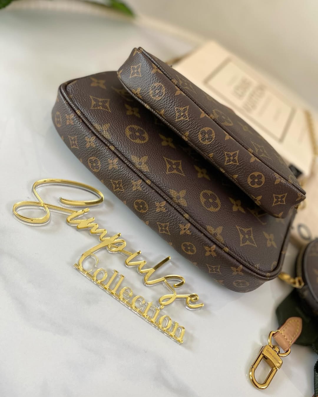 L V Multi pochette Monogram Army Green Strap