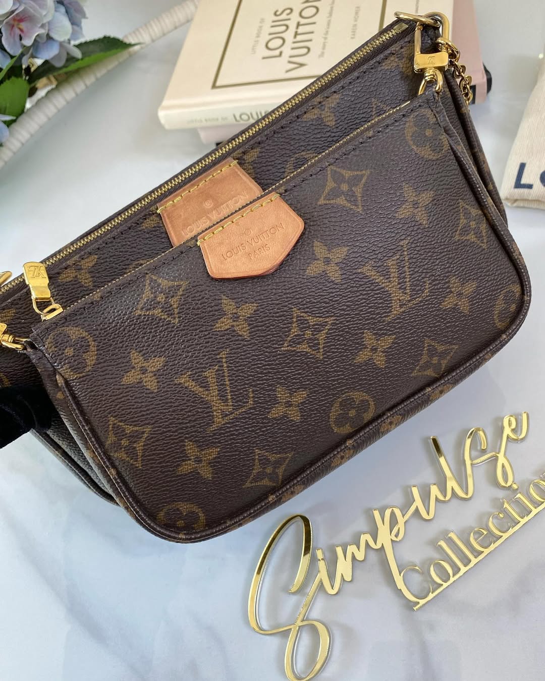 L V Multi pochette Monogram Army Green Strap