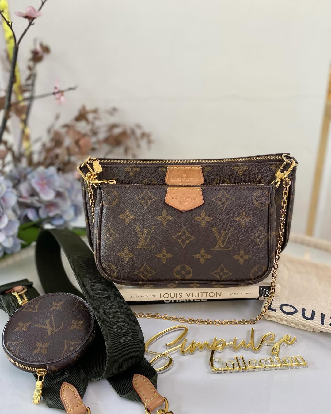L V Multi pochette Monogram Army Green Strap