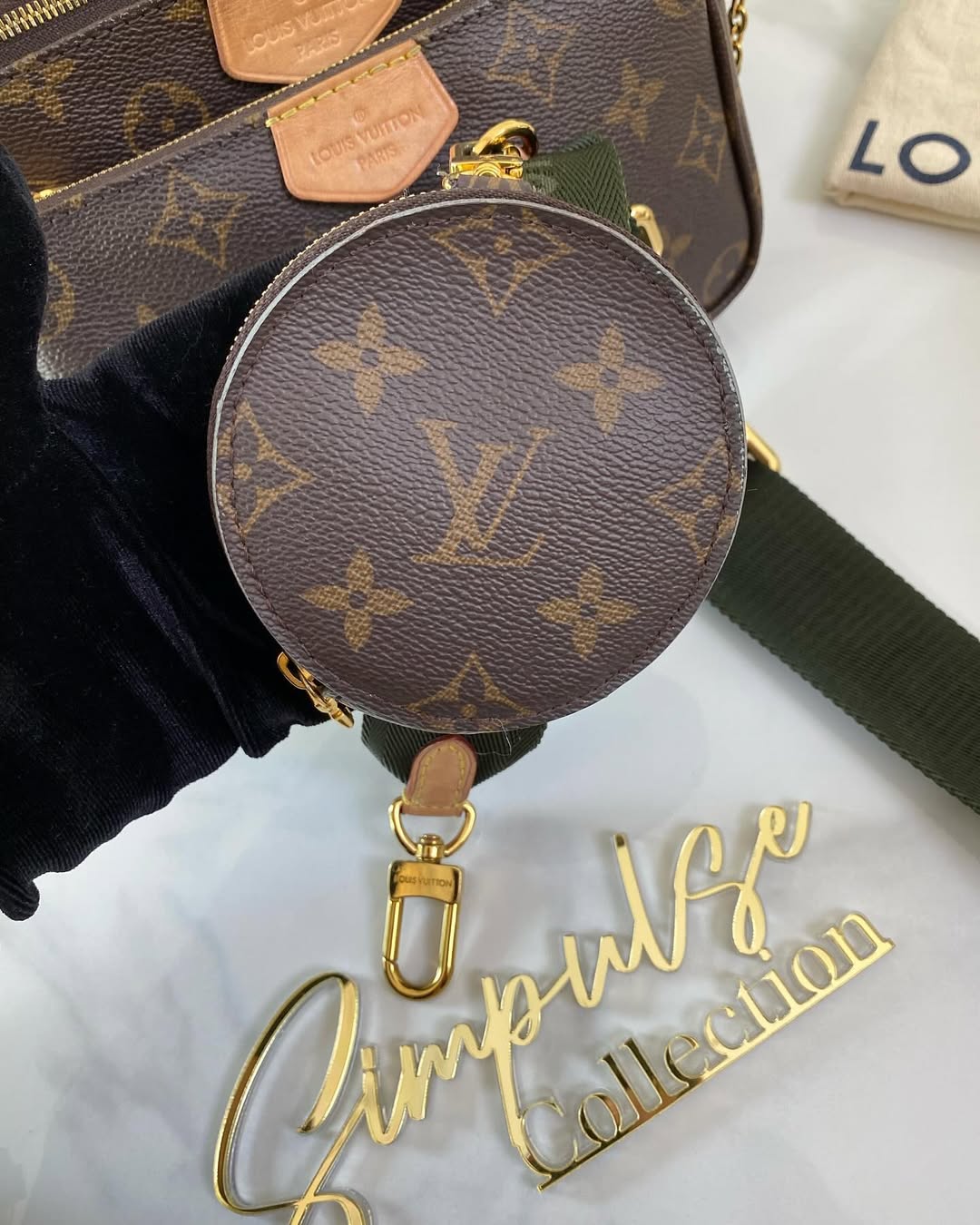 L V Multi pochette Monogram Army Green Strap