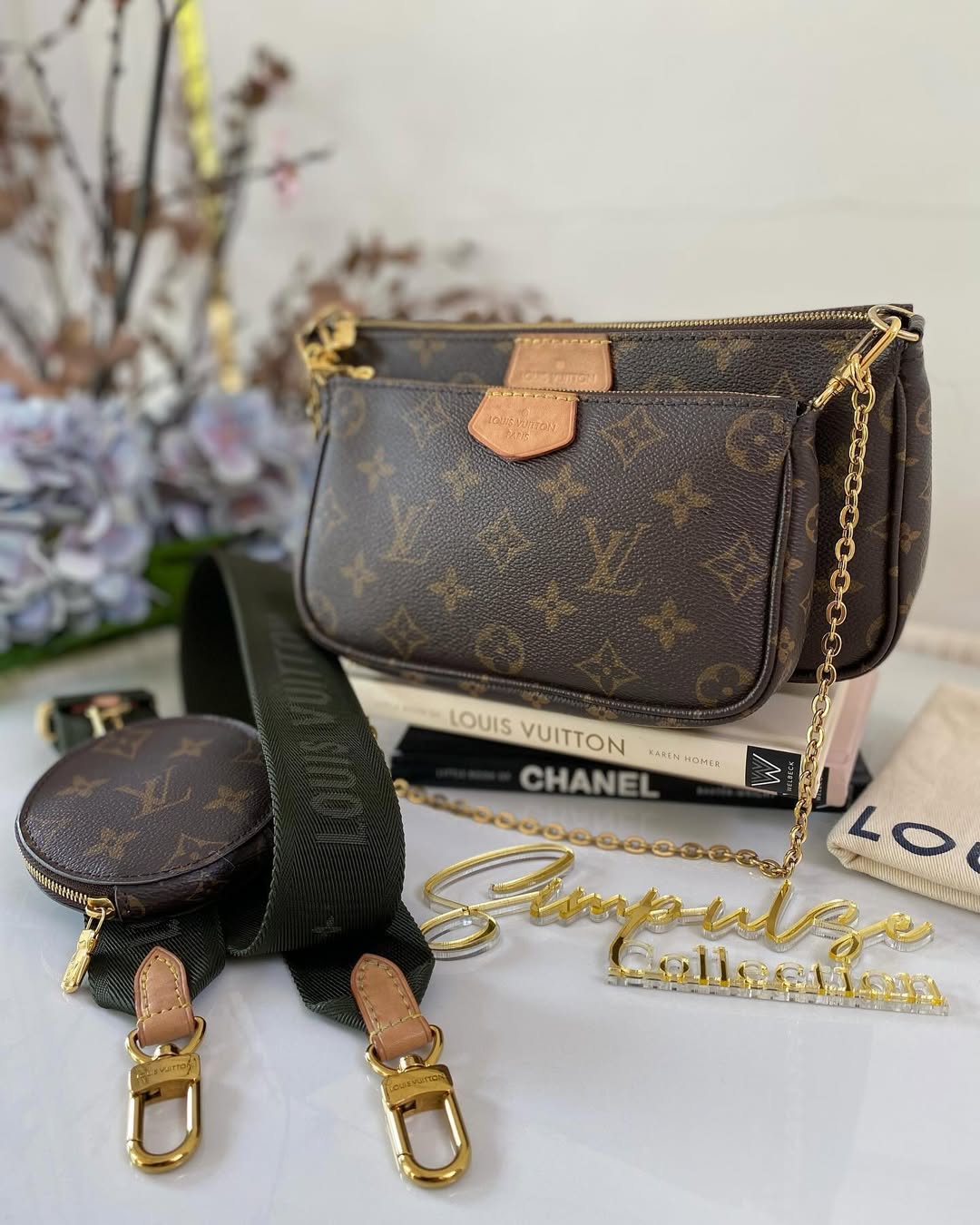 L V Multi pochette Monogram Army Green Strap