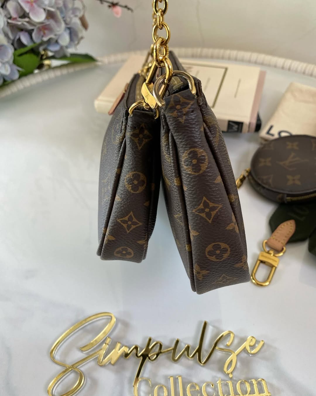 L V Multi pochette Monogram Army Green Strap