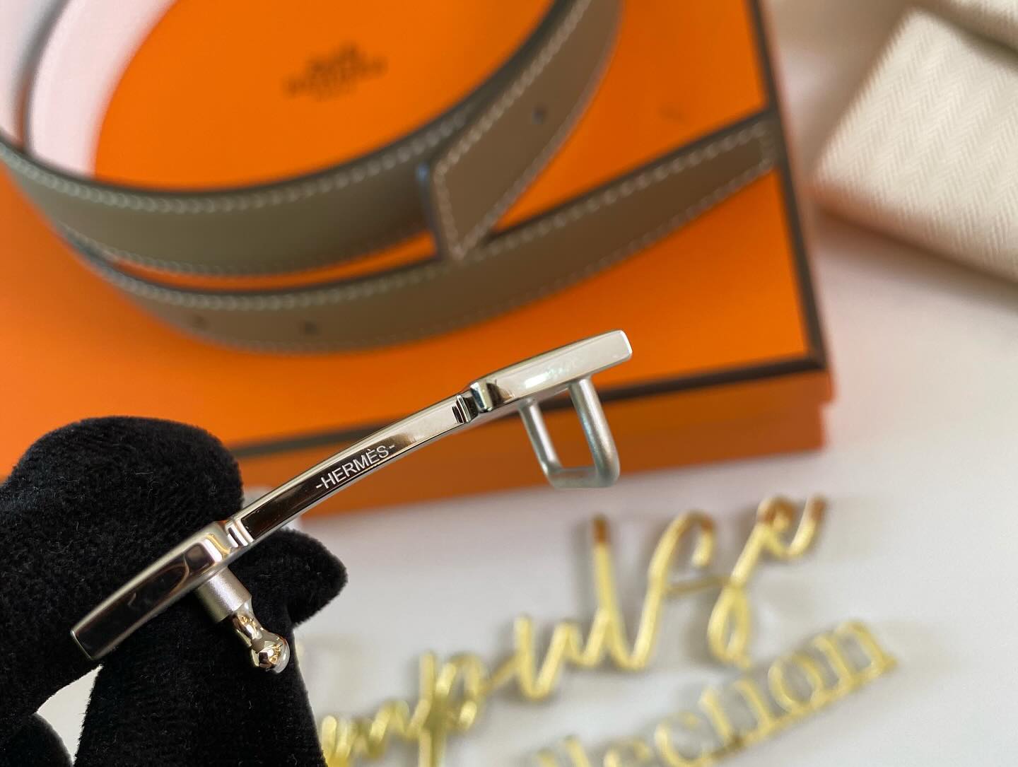 Hermes Reversible Etoupe/White Belt