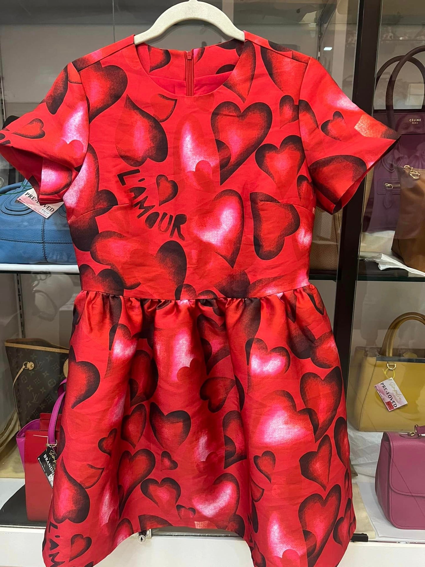 VLTN Red Heart Print Skater Dres