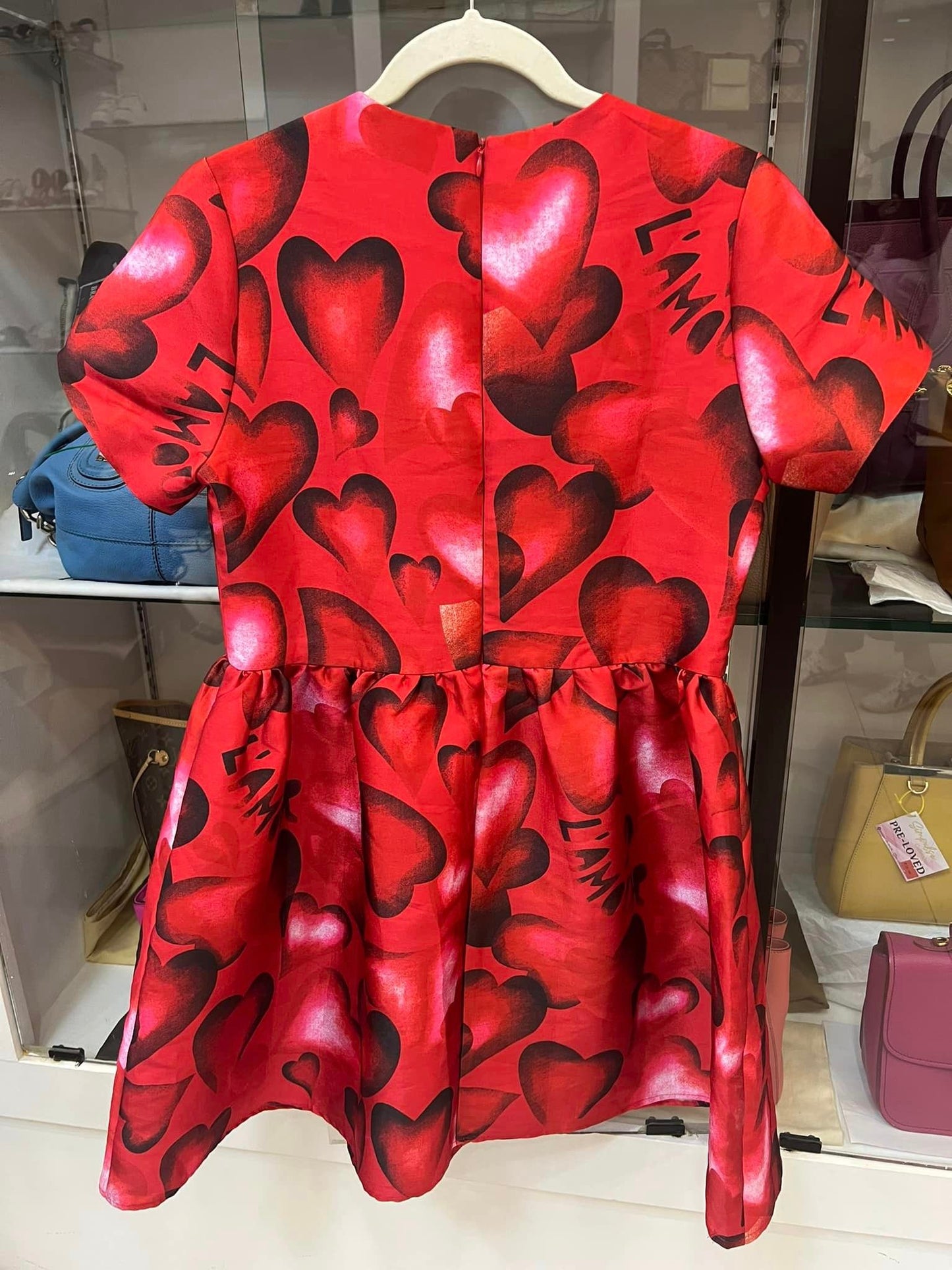 VLTN Red Heart Print Skater Dres