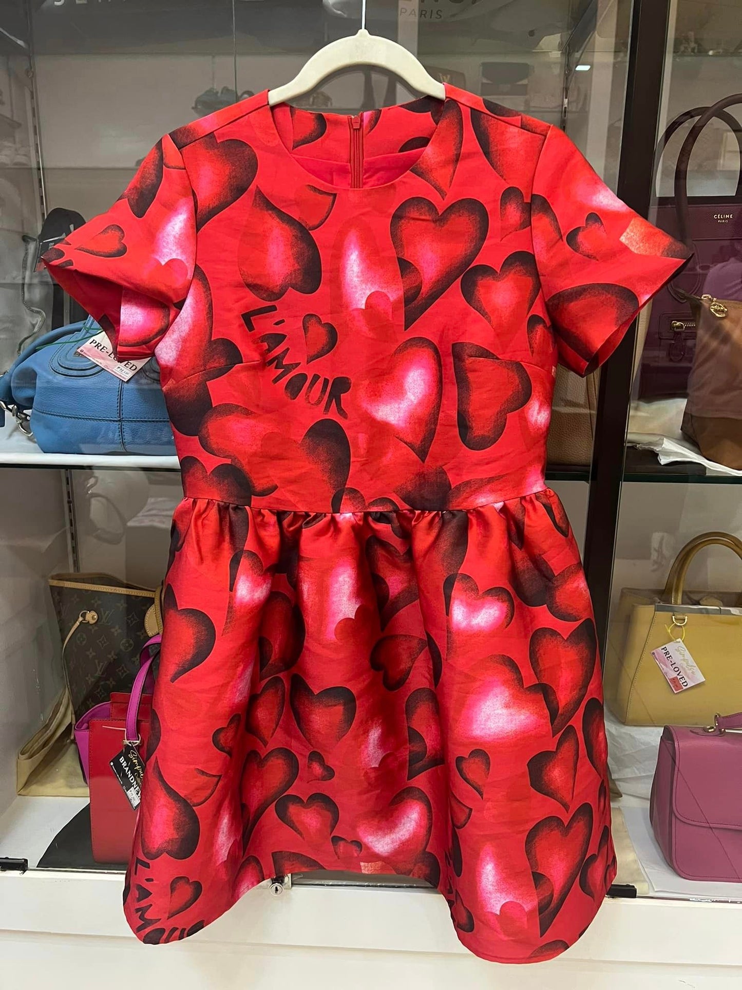 VLTN Red Heart Print Skater Dres