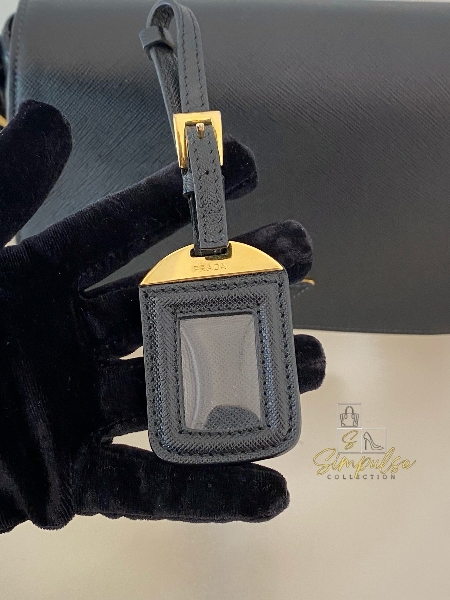 PRADA BLACK DAINO FLAP CROSSBODY BAG