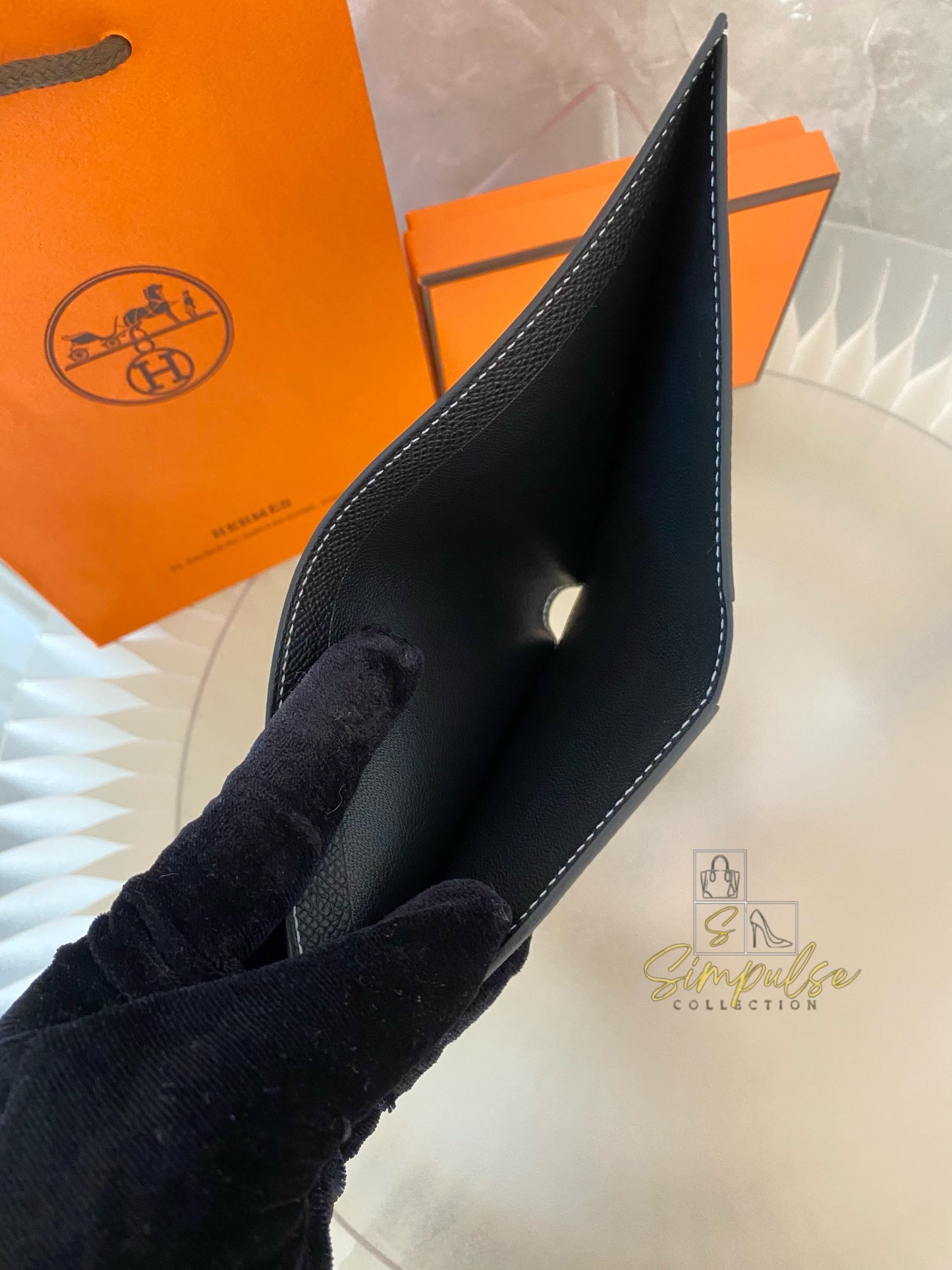 HERMES Sellier Compact Veau Epsom Black