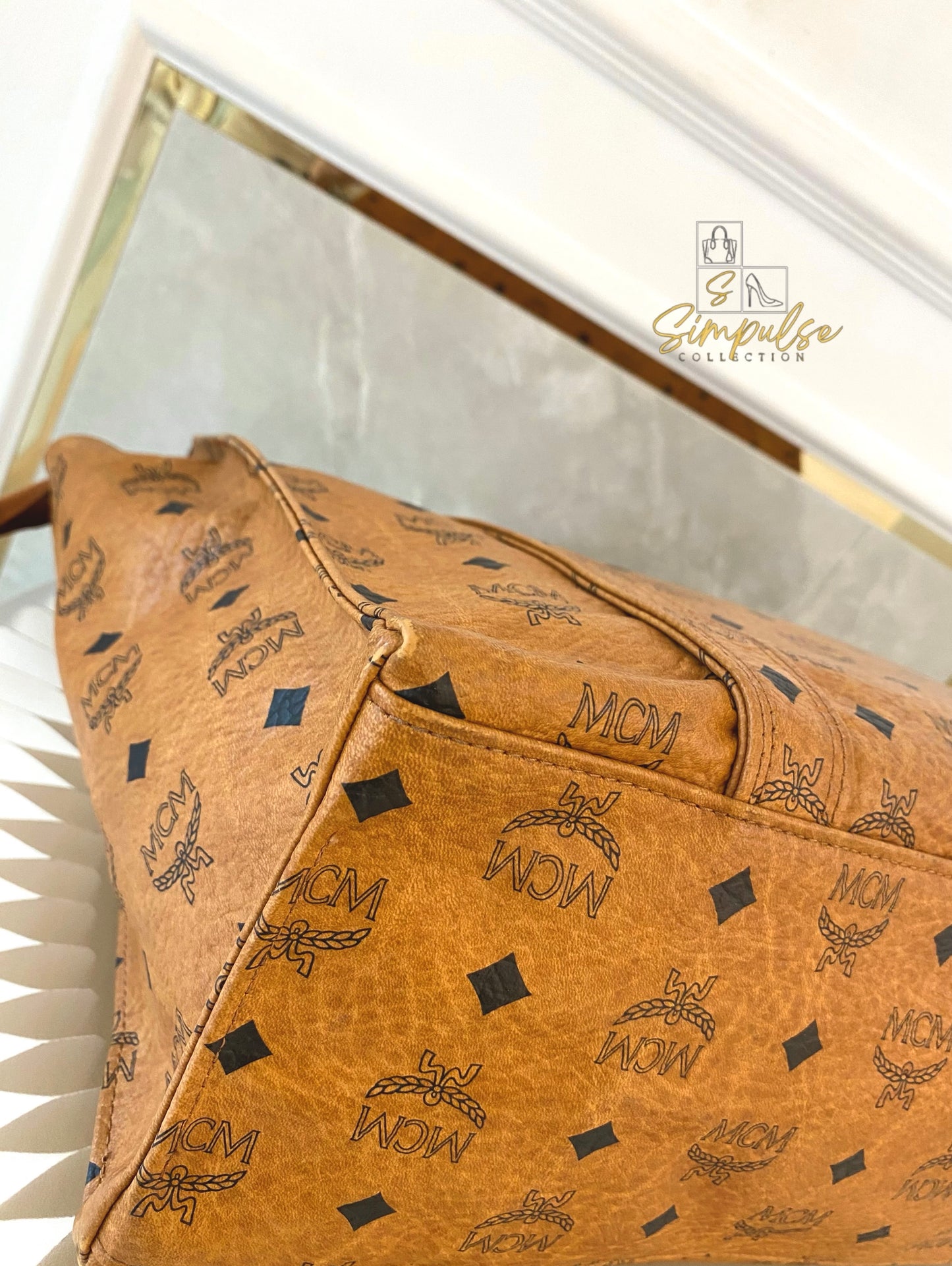 MCM Visetos Monogram Brown Tote Bag