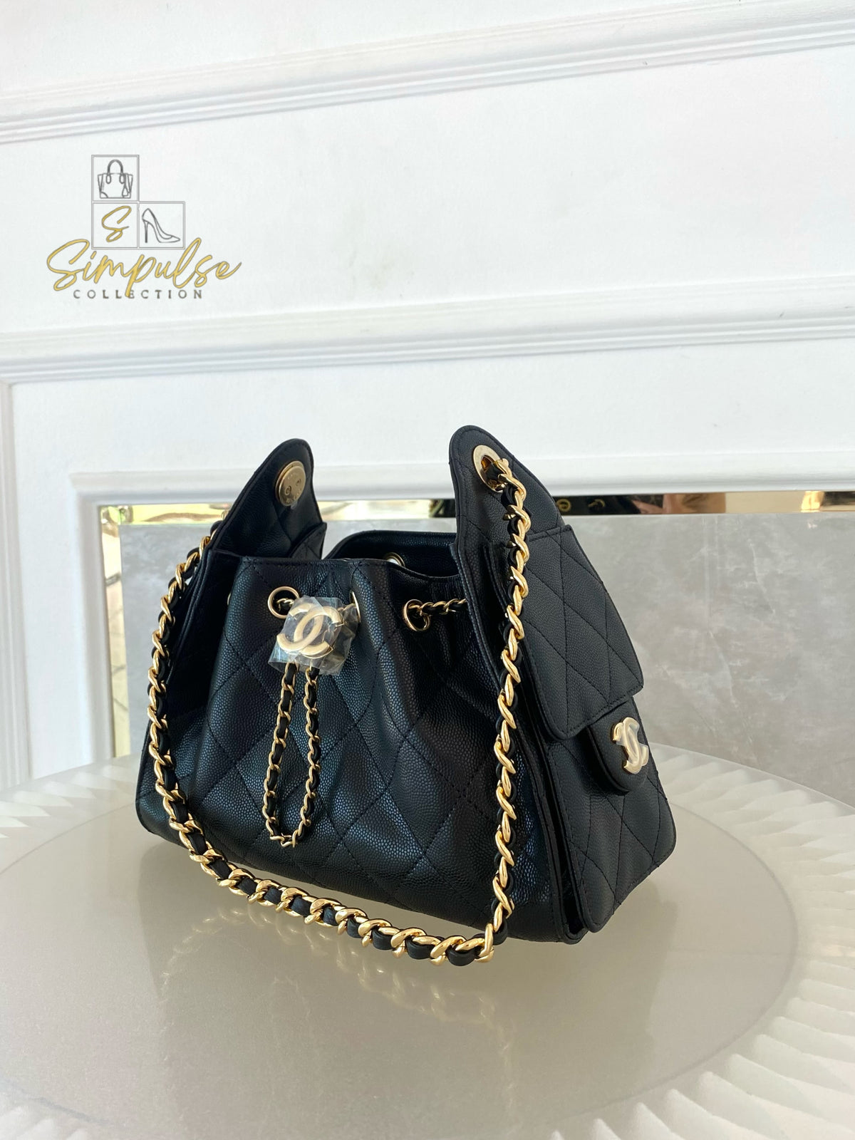 CHANEL C25 MINI CAVIAR BLACK GHW