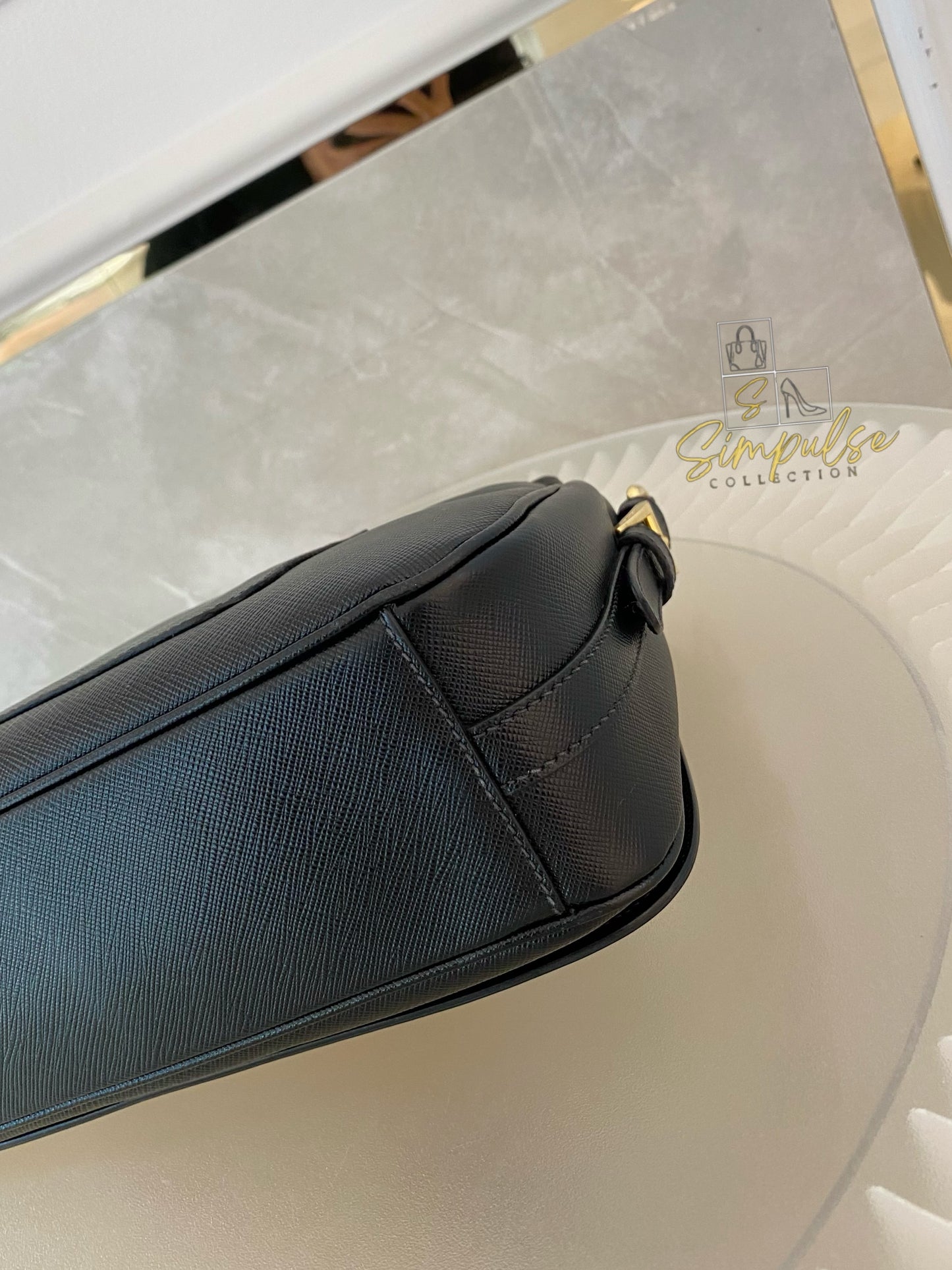 PRADA BLACK DAINO FLAP CROSSBODY BAG