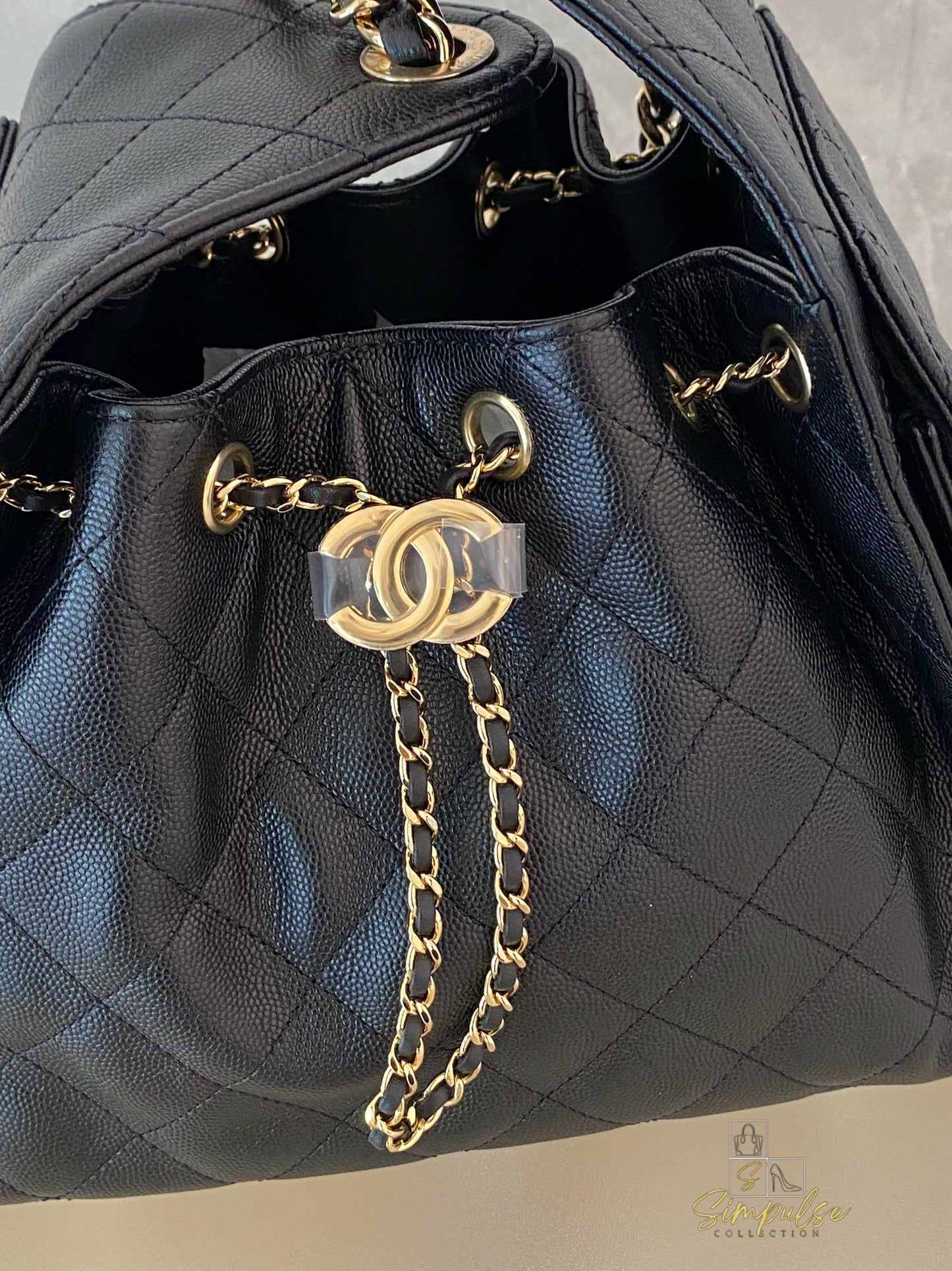 CHANEL C25 SMALL BLACK CAVIAR GHW
