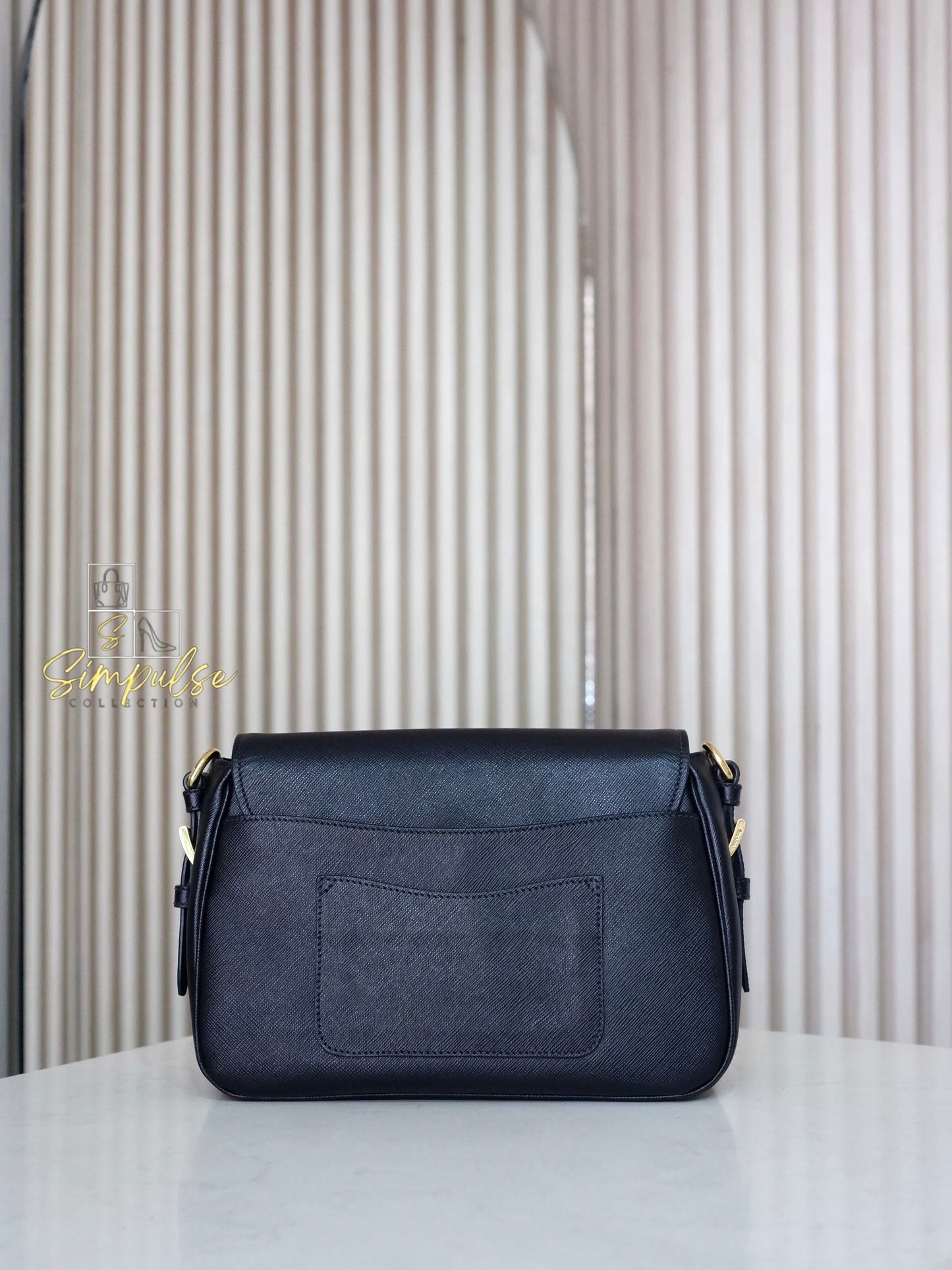 PRADA BLACK DAINO FLAP CROSSBODY BAG