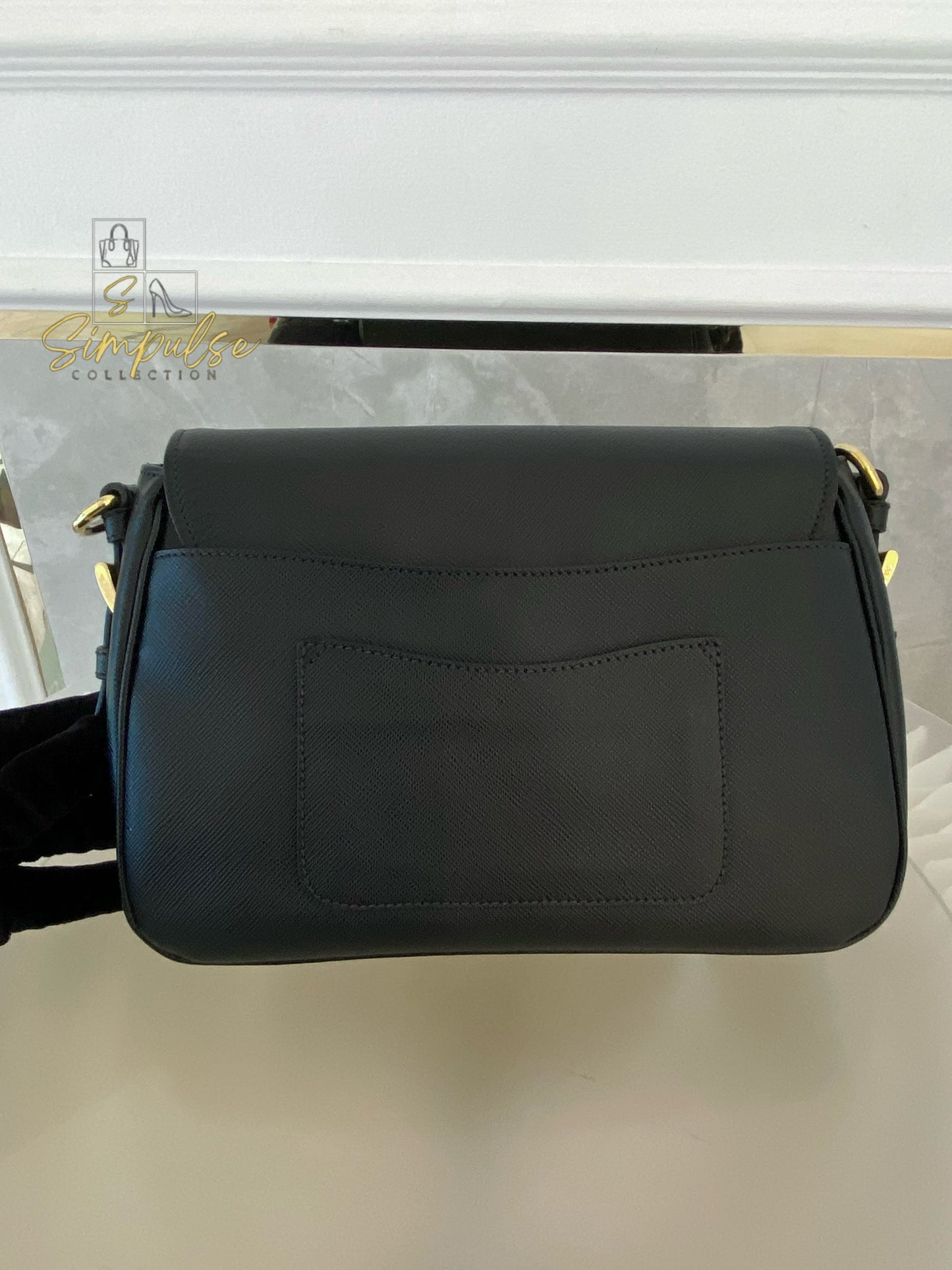PRADA BLACK DAINO FLAP CROSSBODY BAG